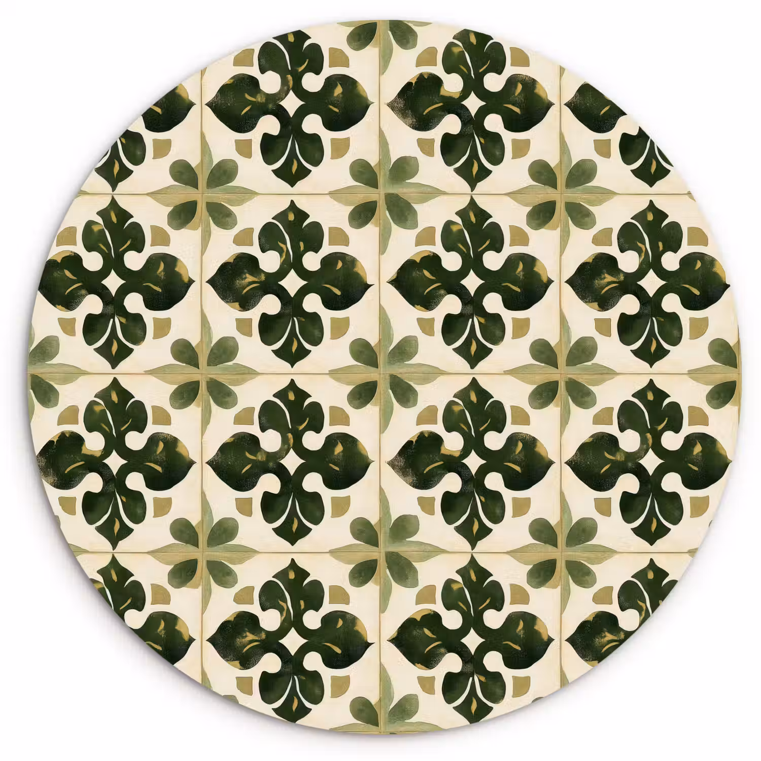 Patroon - Tegel - Groen Wandcirkel kunststof plaat 5mm dik klein 188 -3d