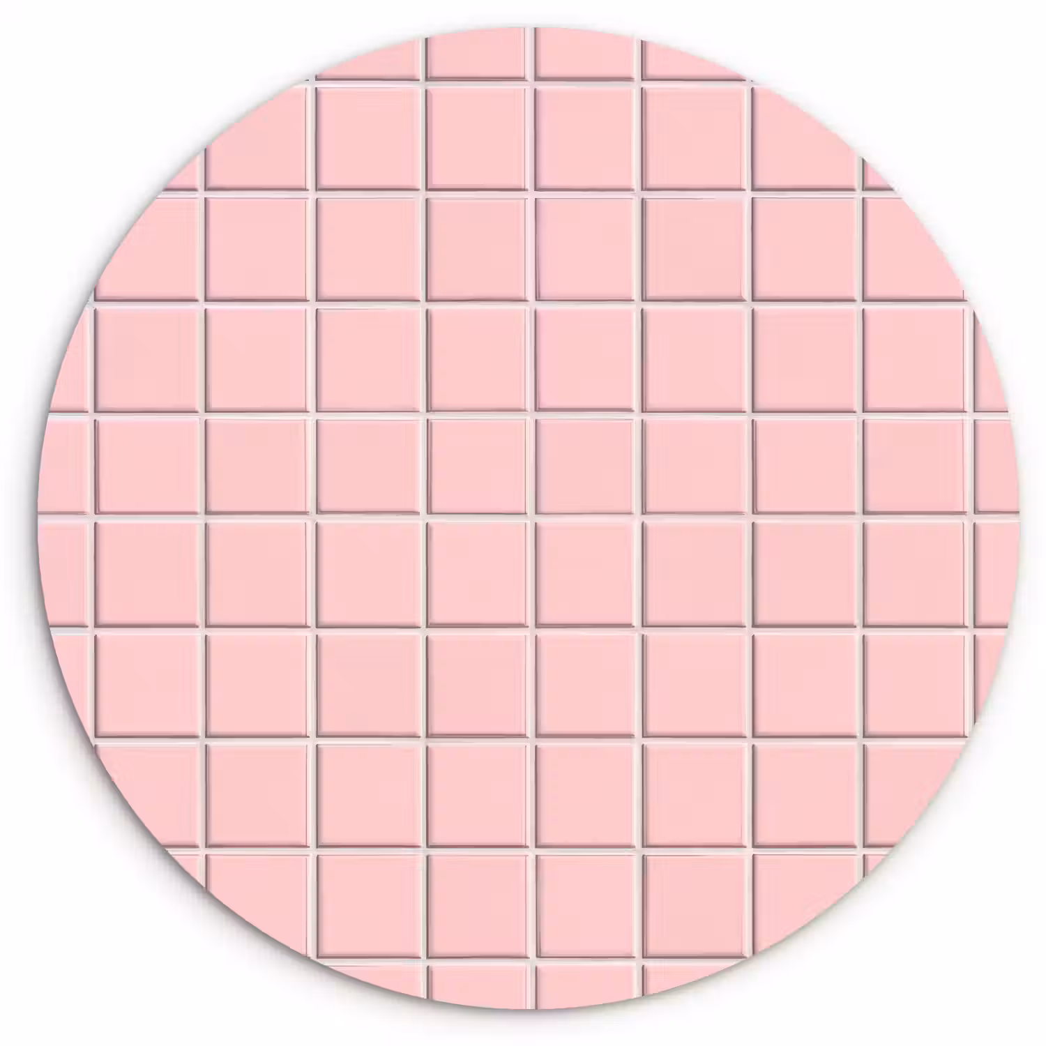 Patroon - Tegel - Pastelroze Wandcirkel kunststof plaat 5mm dik klein 188 -3d