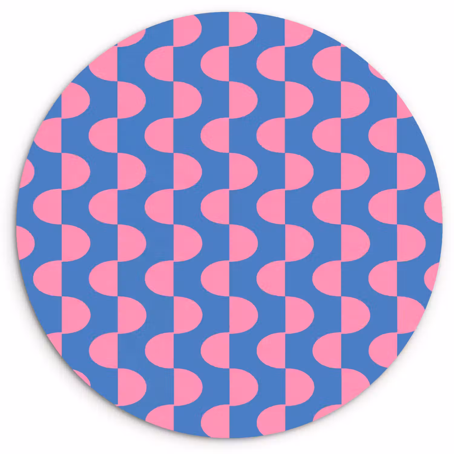 Patroon - Halve cirkels - Abstract - Modern - Roze - Blauw Wandcirkel kunststof plaat 5mm dik klein -3d