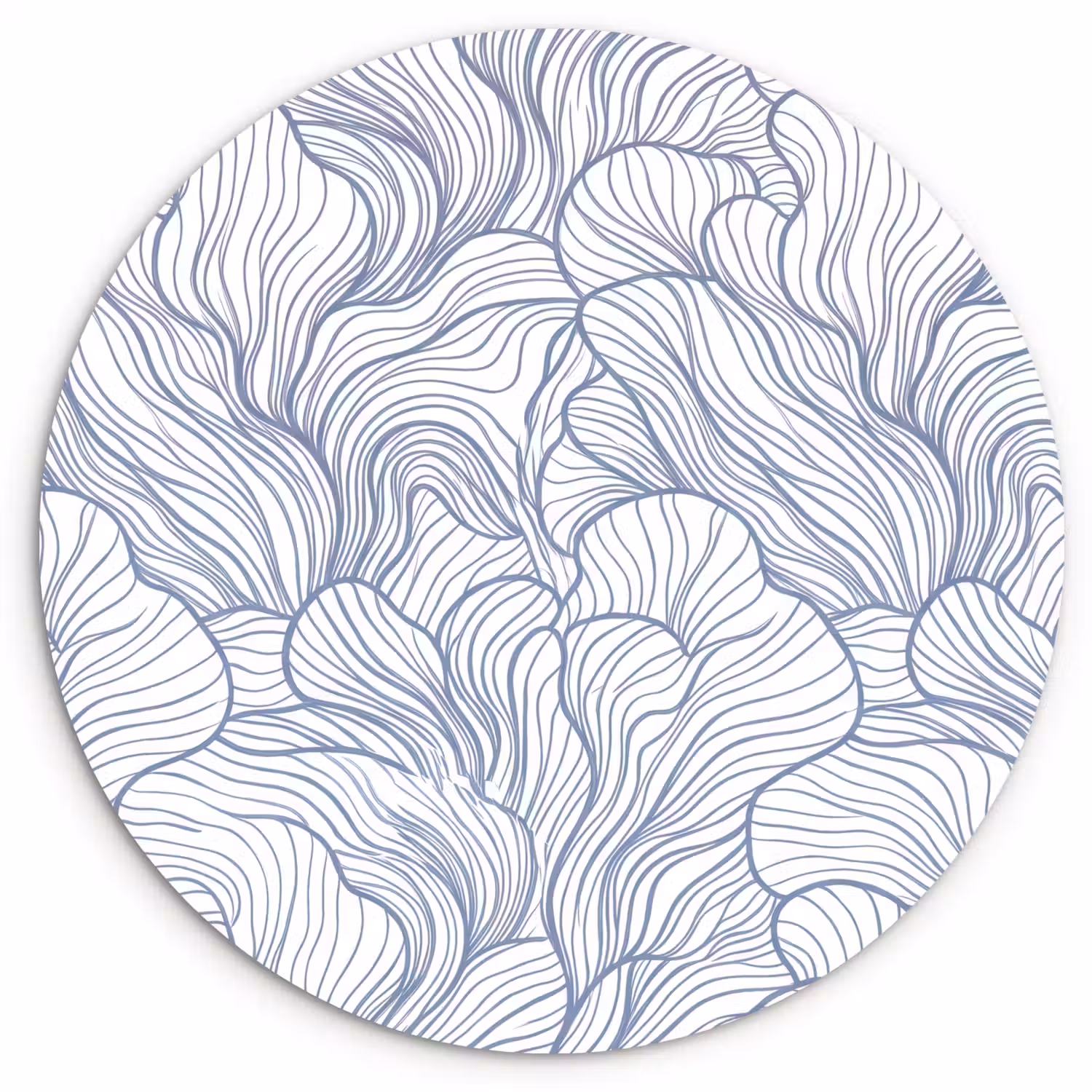 Patroon - Lijnen - Organisch - Abstract - Blauw Wandcirkel kunststof plaat 5mm dik klein -3d