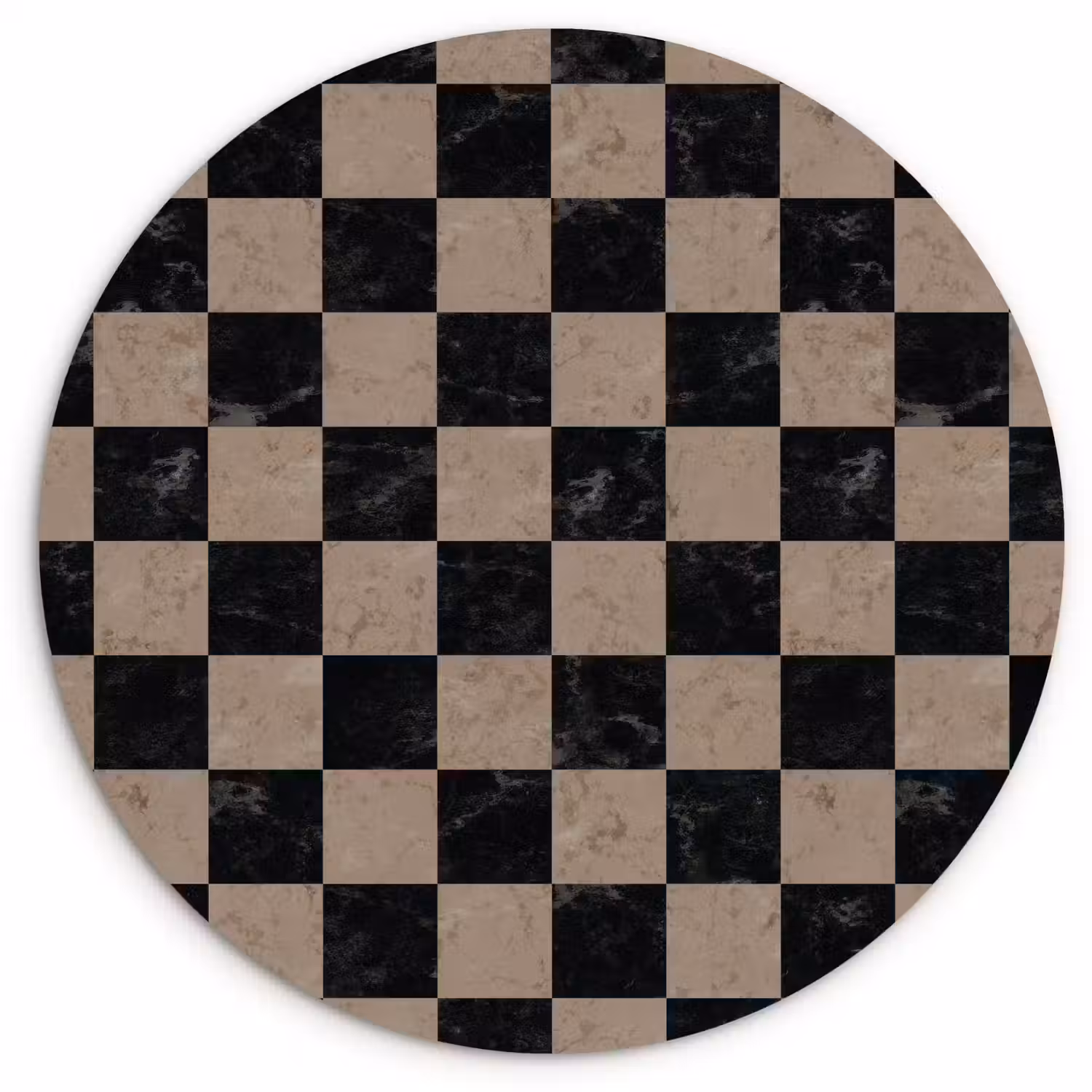 Patroon - Dambord - Marmer Wandcirkel kunststof plaat 5mm dik klein 188 -3d