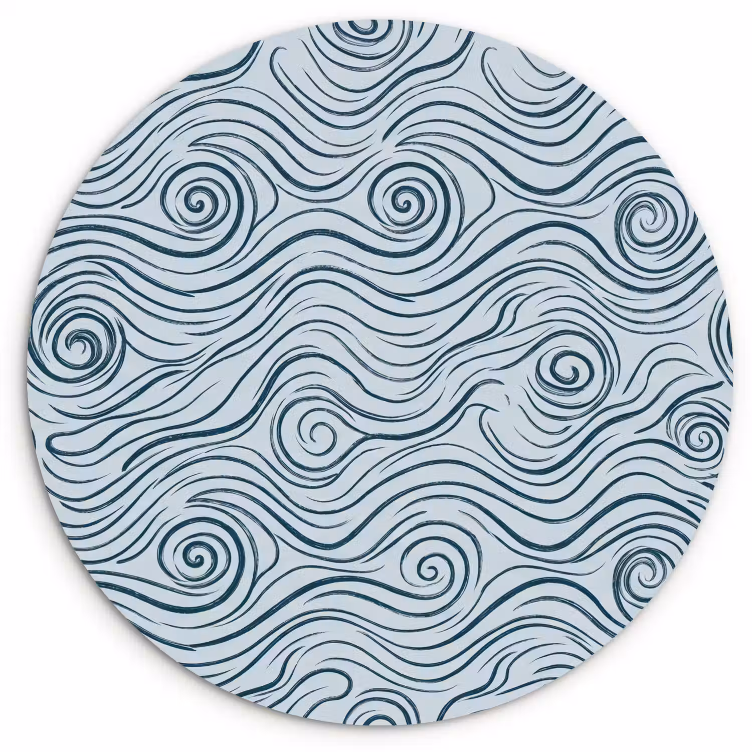 Patroon - Golven - Abstract - Modern - Blauw Wandcirkel kunststof plaat 5mm dik klein -3d