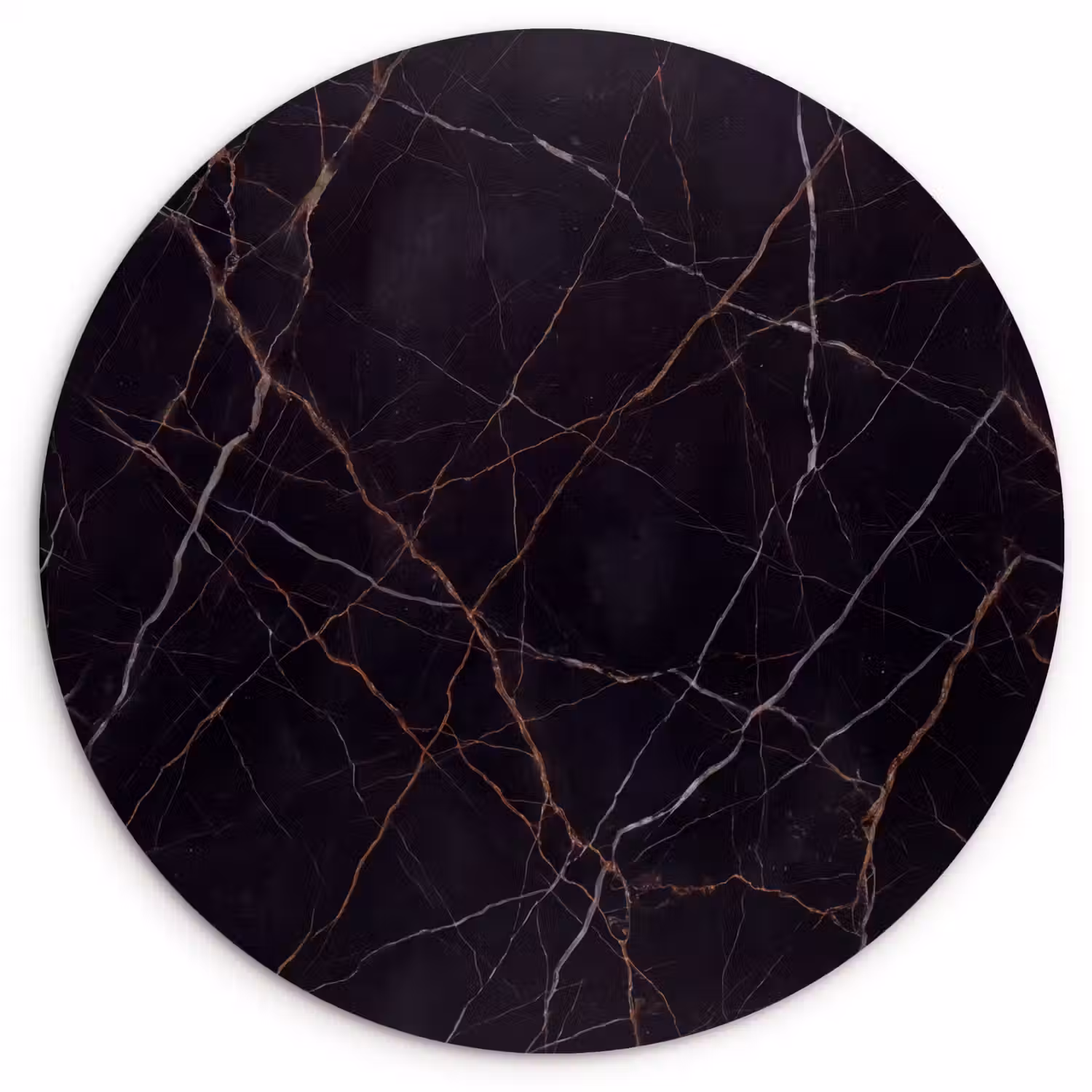 Natuursteen - Marmerpatroon - Abstract - Modern - Zwart - Goud Wandcirkel kunststof plaat 5mm dik klein -3d