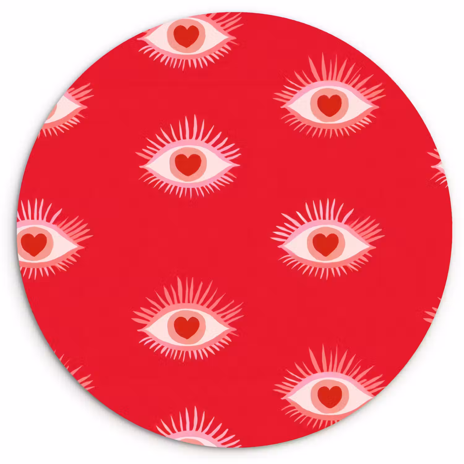 Ogen - Hart - Abstract - Rood - Roze Wandcirkel kunststof plaat 5mm dik klein 188 -3d