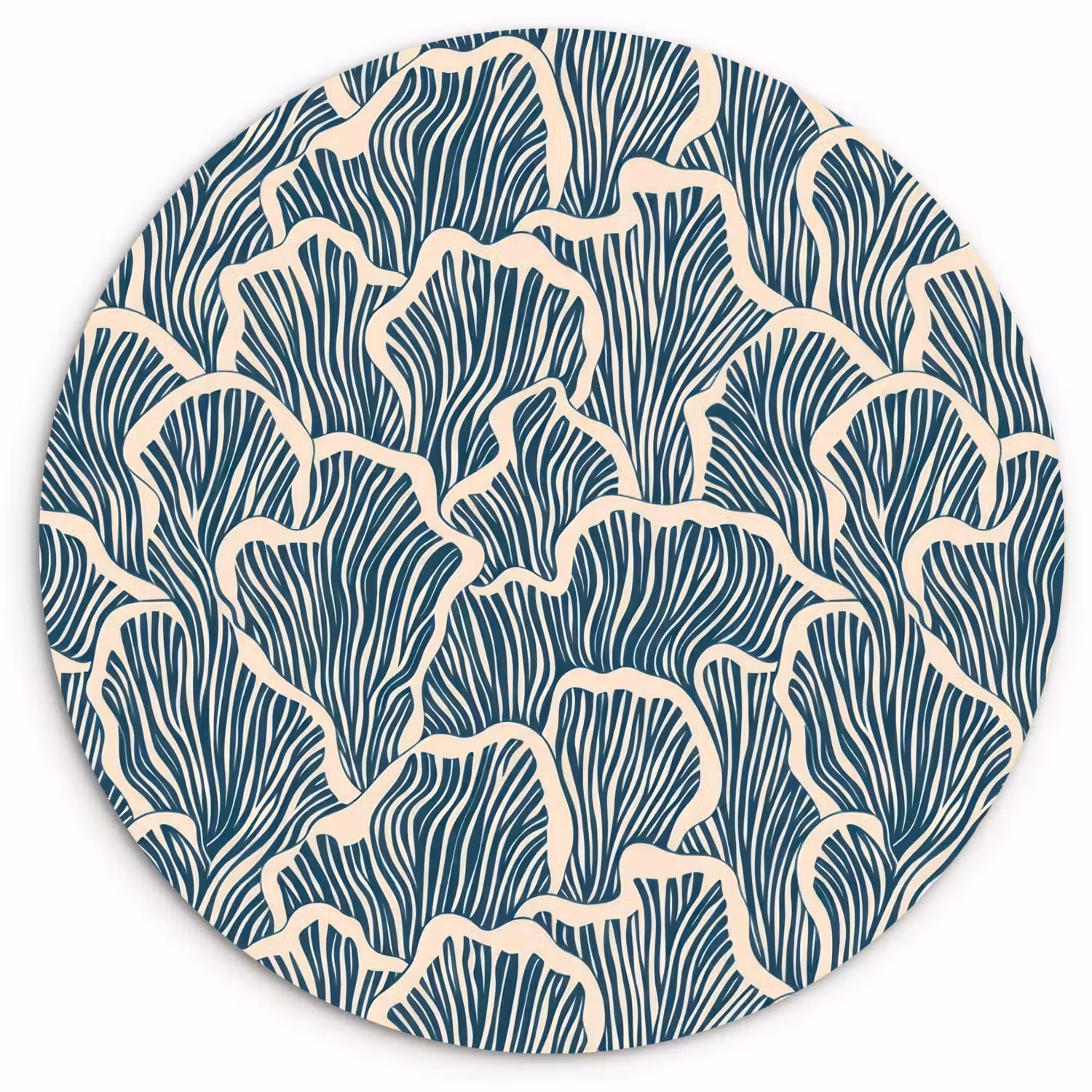 Organisch - Blauw - Crème - Schelpen Wandcirkel kunststof plaat 5mm dik klein 188 -3d