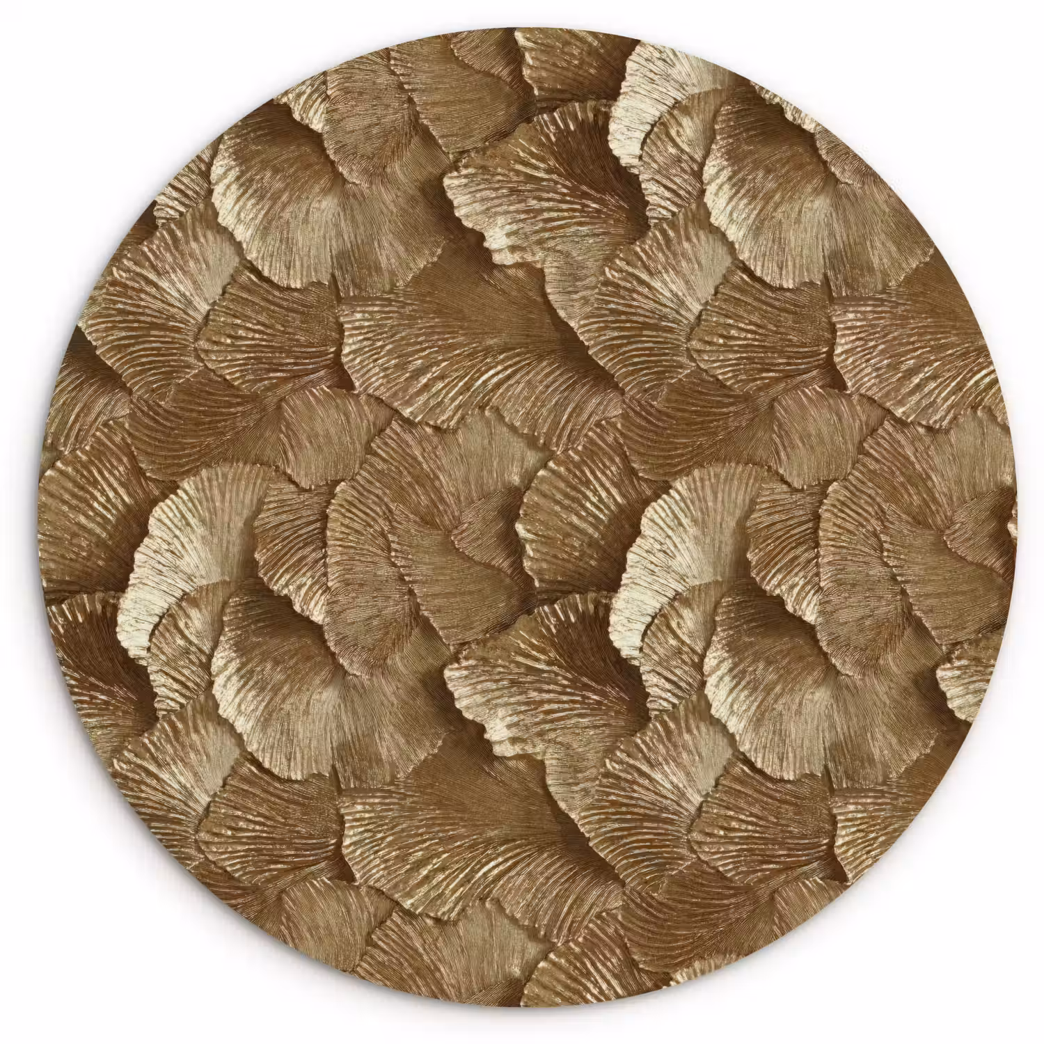 Organisch - Patroon - Bladeren - Goud Wandcirkel kunststof plaat 5mm dik klein 188 -3d
