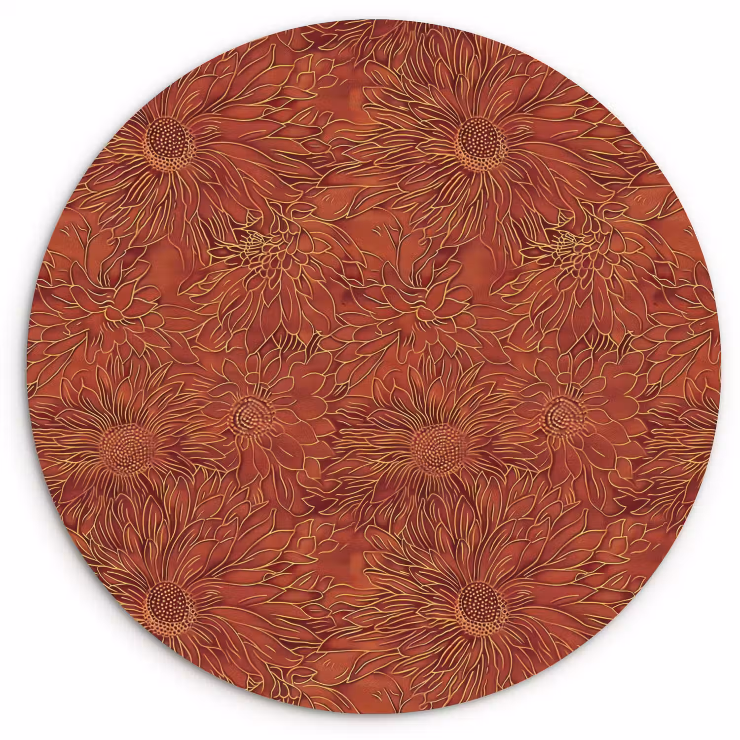 Oosters - Bloemen - Terracotta Wandcirkel kunststof plaat 5mm dik klein 188 -3d