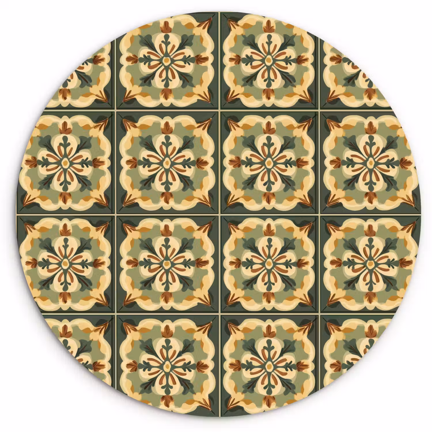 Ornament - Patroon - Groen Wandcirkel kunststof plaat 5mm dik klein 188 -3d