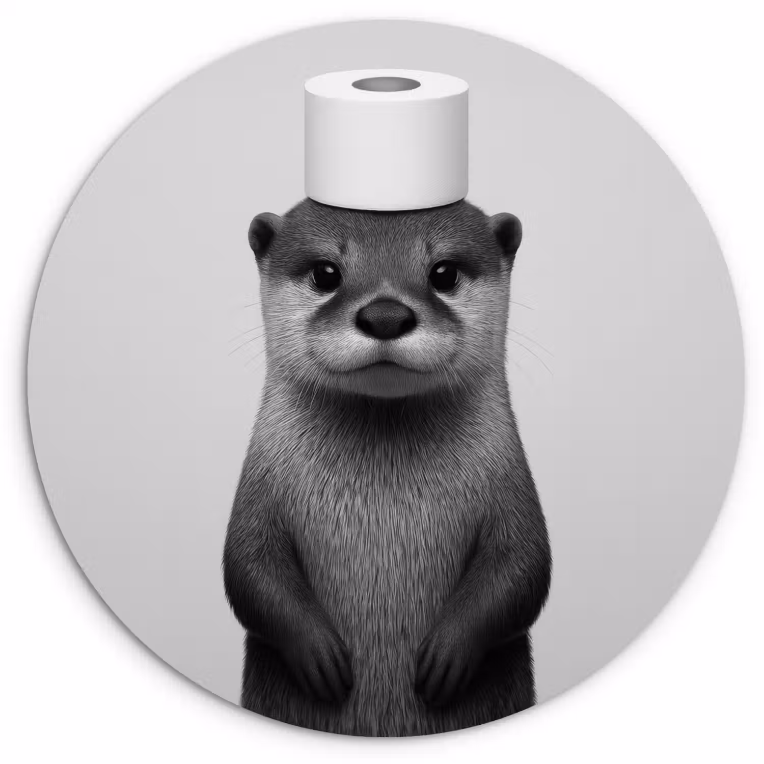 Otter - WC rol - Zwart - Wit Wandcirkel kunststof plaat 5mm dik klein -3d