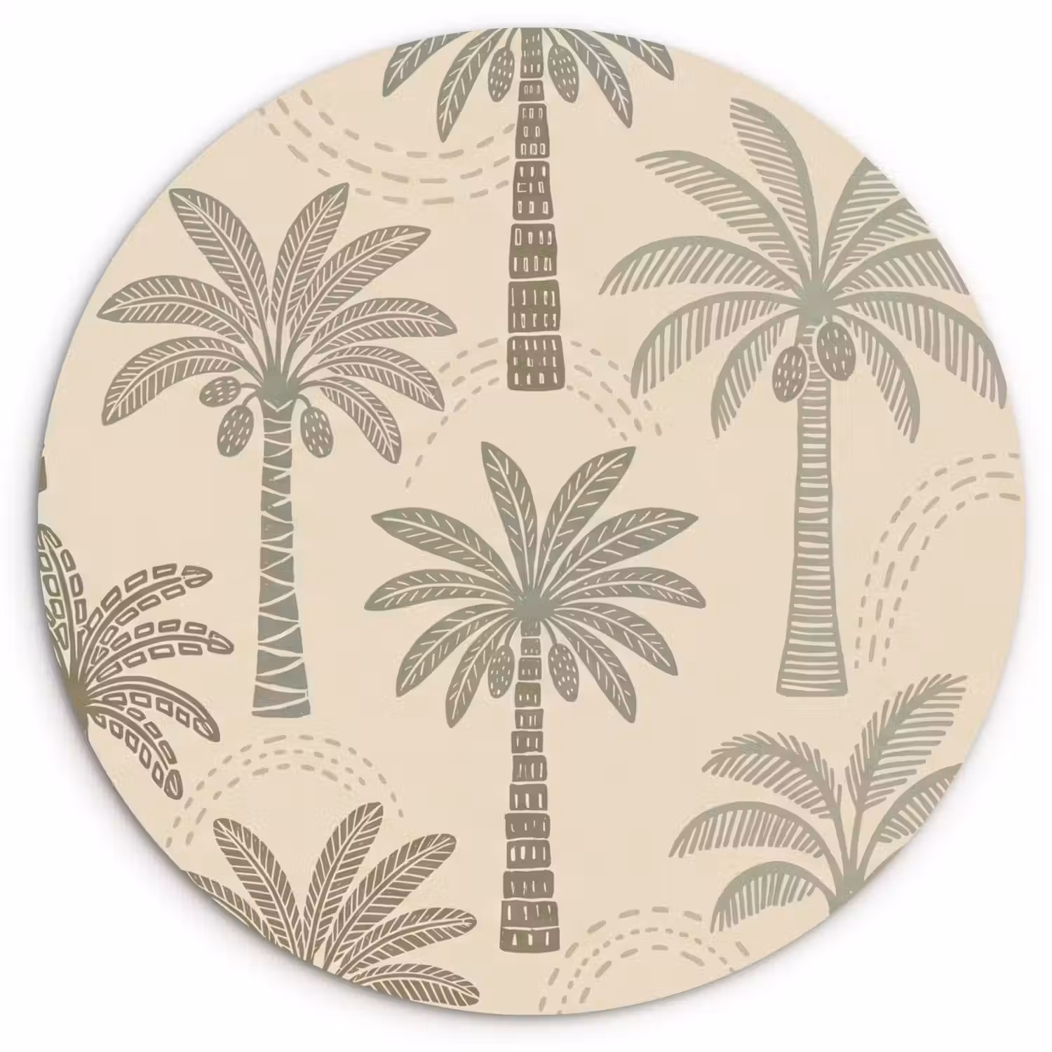 Palmbomen - Patroon - Tropisch - Beige Wandcirkel kunststof plaat 5mm dik klein -3d