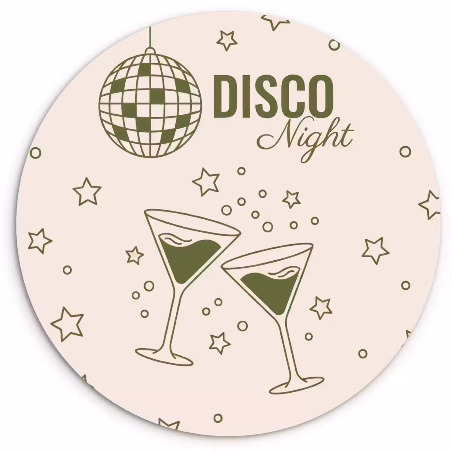 Feest - Disco - Drank - Illustratie - Groen Wandcirkel kunststof plaat 5mm dik klein -3d