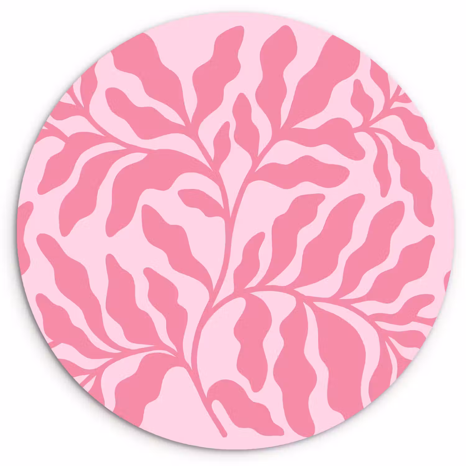 Planten - Organisch - Abstract - Modern - Roze Wandcirkel kunststof plaat 5mm dik klein -3d