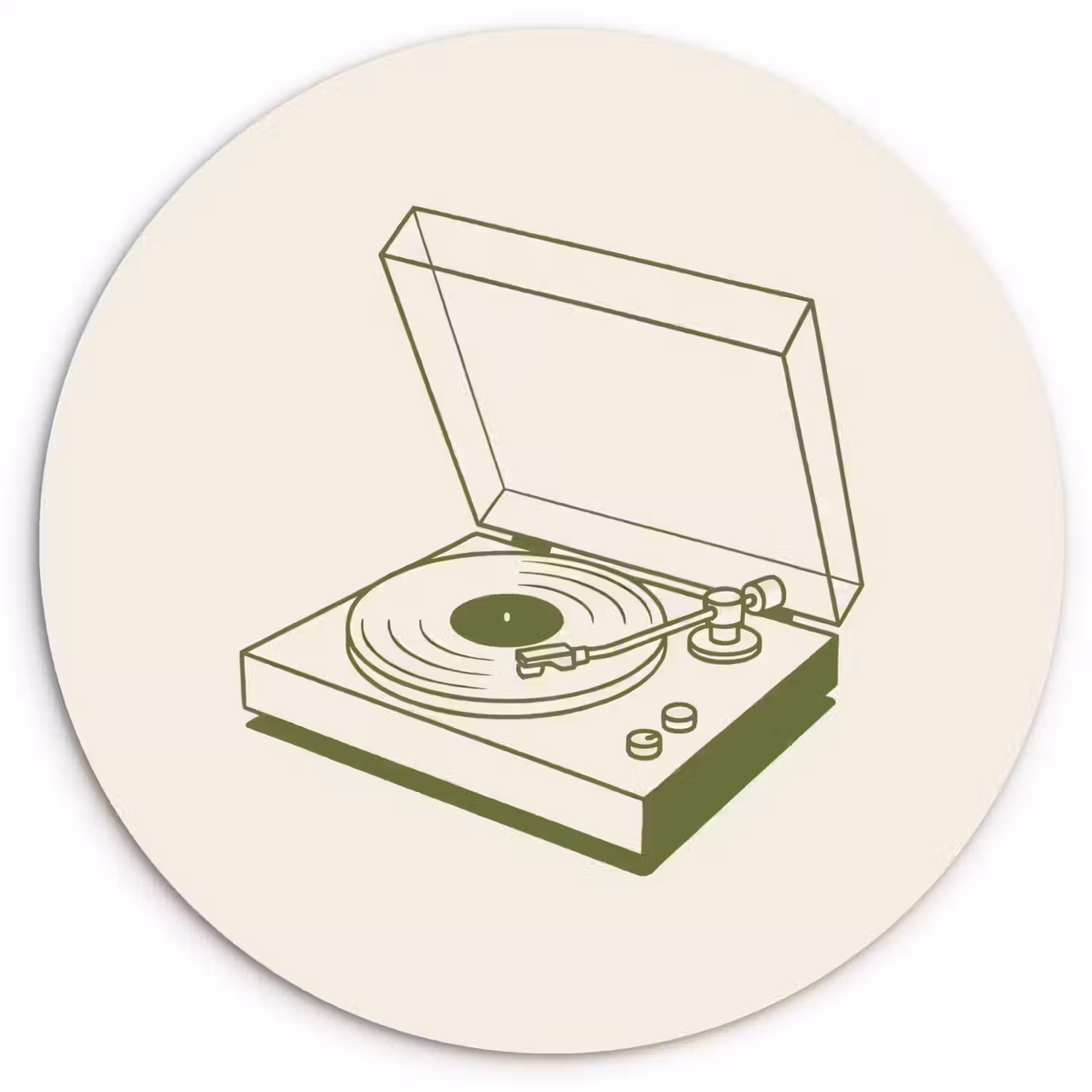 Platenspeler - Vinyl - Muziek - Minimalistisch - Groen Wandcirkel kunststof plaat 5mm dik klein -3d