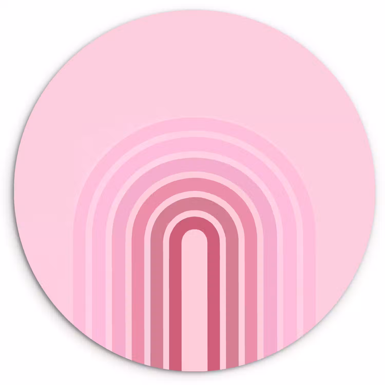 Regenboog - Roze - Abstract - Modern - Minimalistisch Wandcirkel kunststof plaat 5mm dik klein -3d