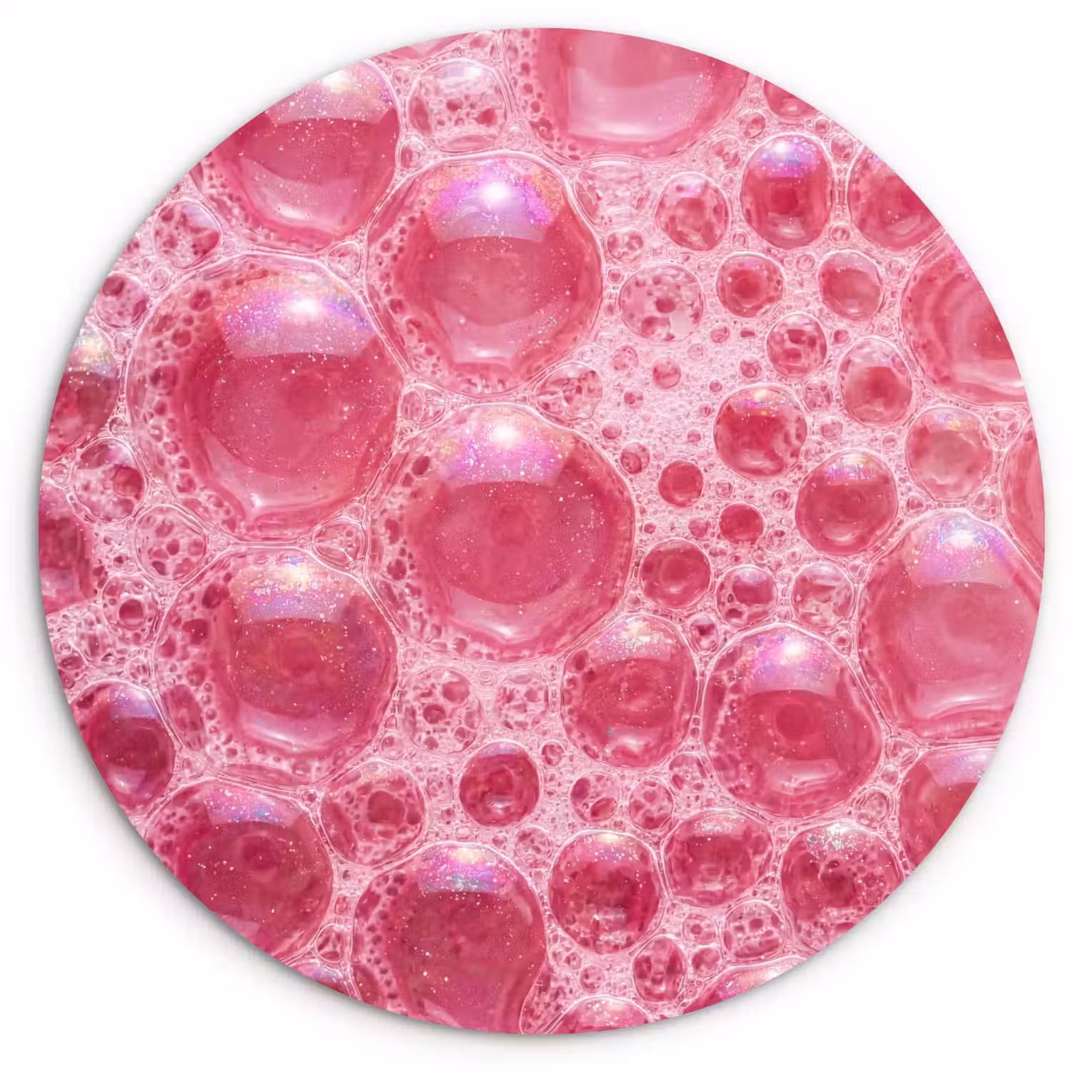 Roze - Schuim - Bubbels Wandcirkel kunststof plaat 5mm dik klein -3d