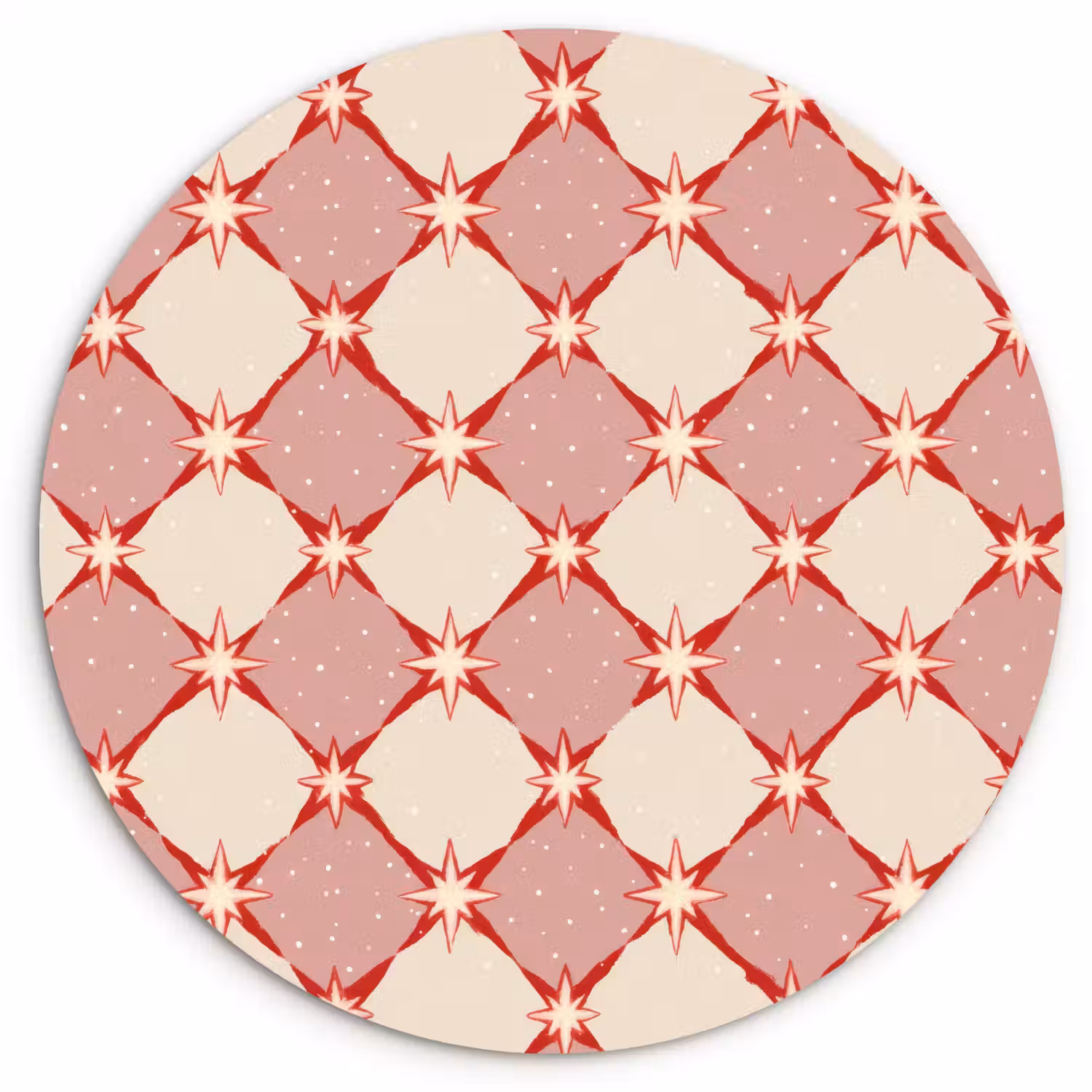 Ruiten - Sterren - Vintage - Oudroze - Rood Wandcirkel kunststof plaat 5mm dik klein 188 -3d
