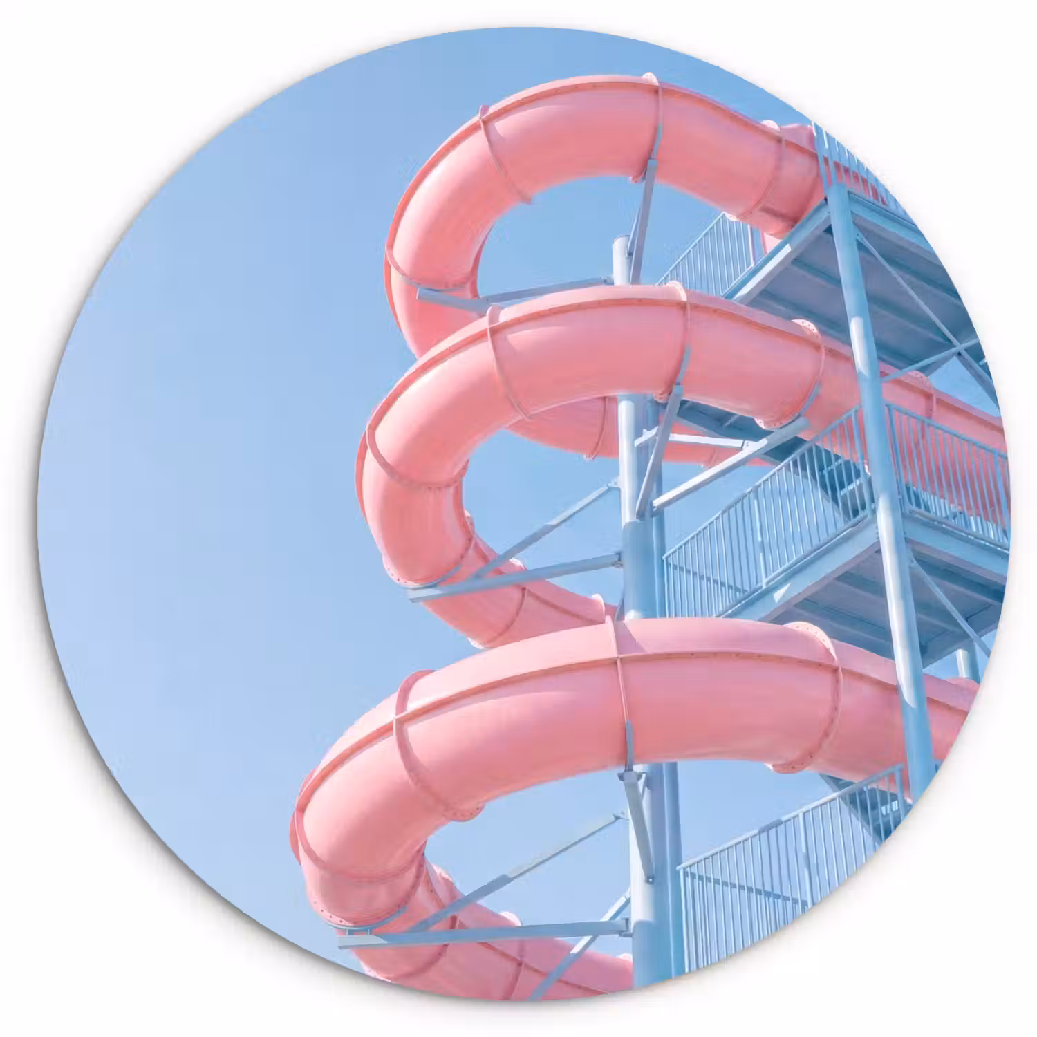 Glijbaan - Waterpark - Spiraal - Modern - Roze Wandcirkel kunststof plaat 5mm dik klein -3d