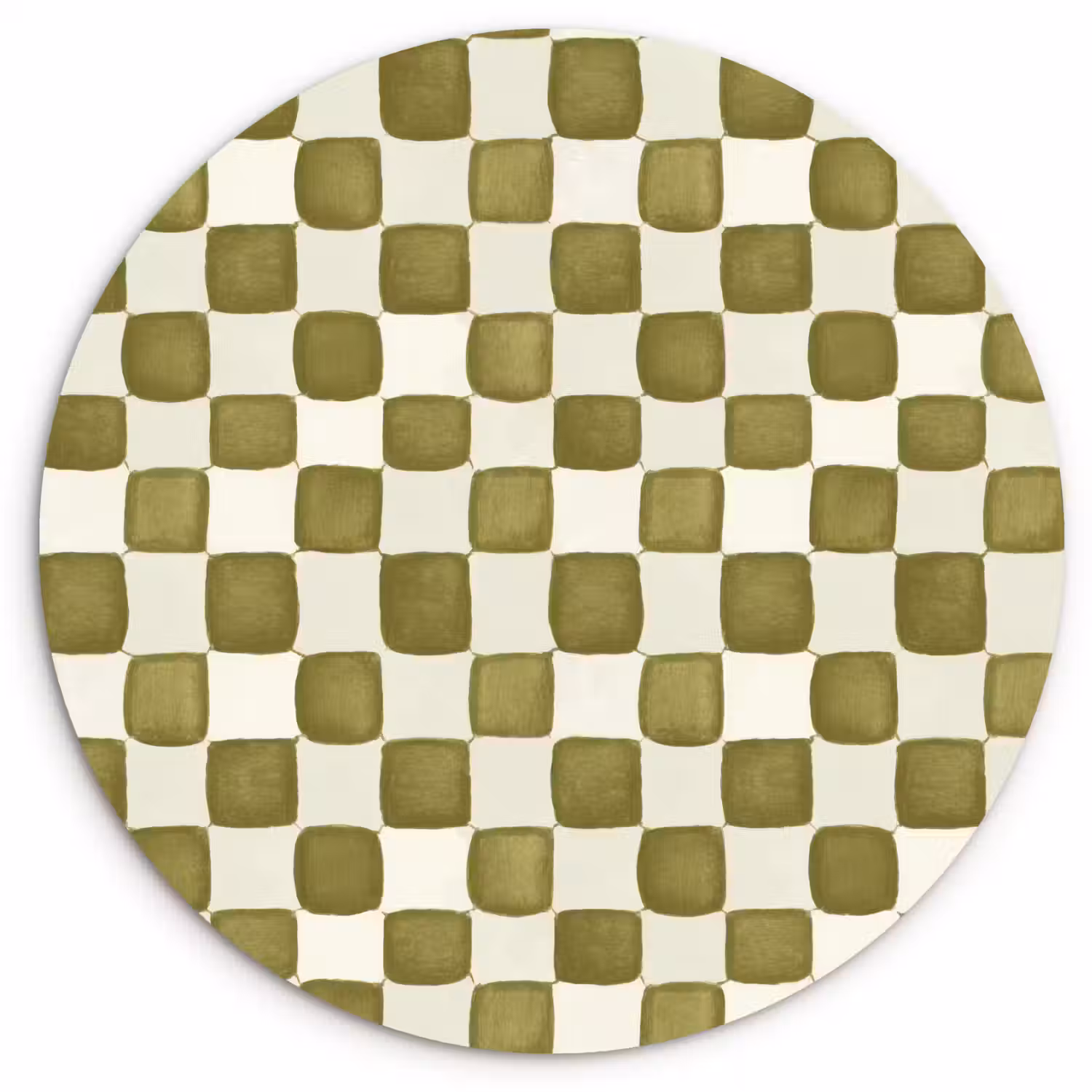 Schaak - Patroon - Groen Wandcirkel kunststof plaat 5mm dik klein 188 -3d