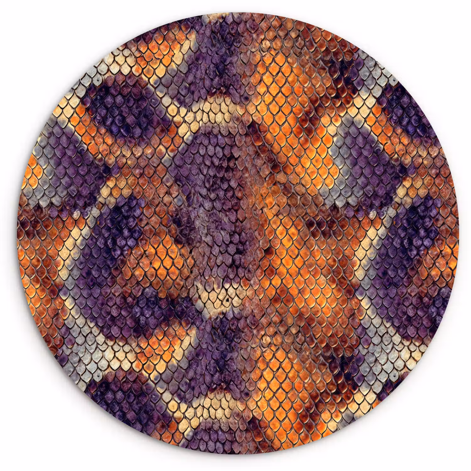 Slang - Kleurrijk - Schubben Wandcirkel kunststof plaat 5mm dik klein 188 -3d