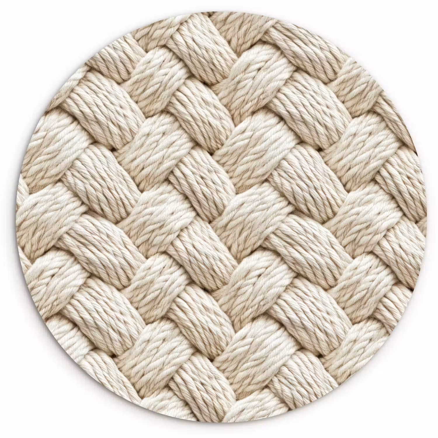 Touw - Gebreid - Beige Wandcirkel kunststof plaat 5mm dik klein 188 -3d
