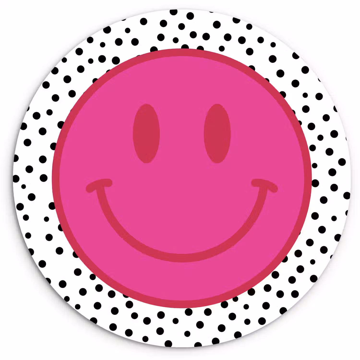 Smiley - Roze - Stippen Wandcirkel kunststof plaat 5mm dik klein -3d