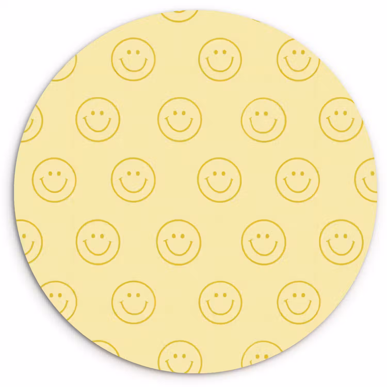 Smileys - Patroon - Retro - Zachtgeel Wandcirkel kunststof plaat 5mm dik klein 188 -3d