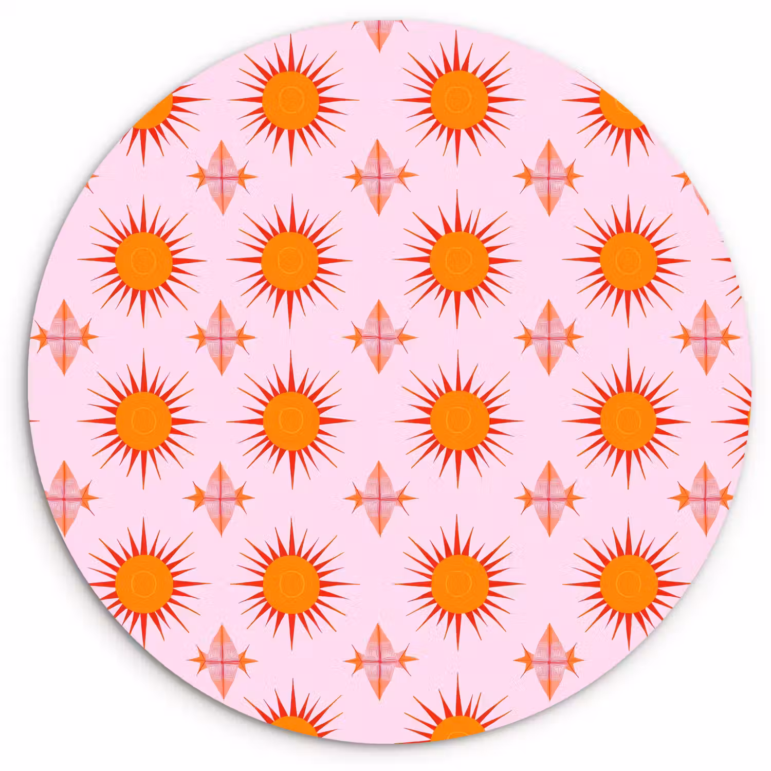 Zon - Patroon - Roze Wandcirkel kunststof plaat 5mm dik klein 188 -3d
