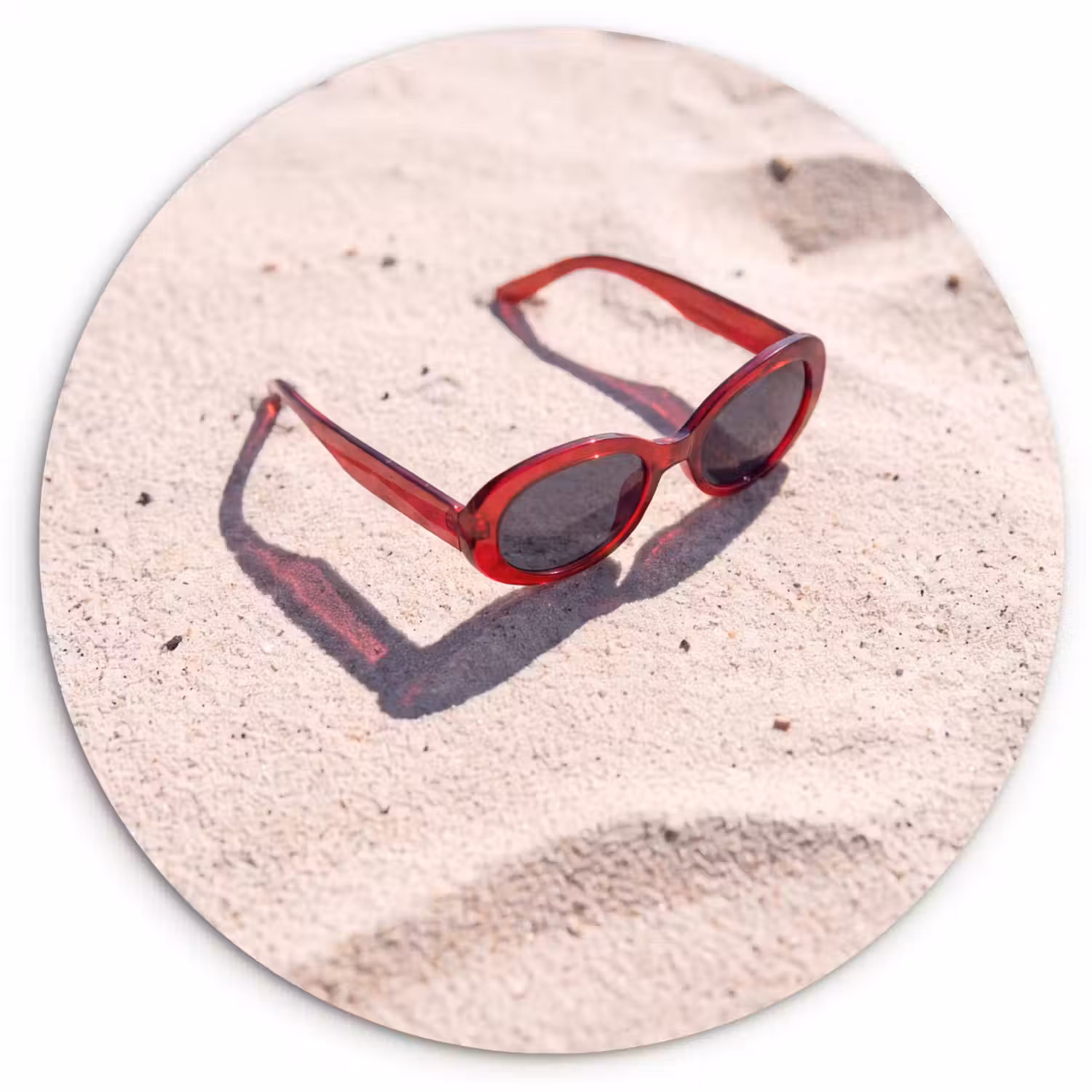 Zonnebril - Strand - Vakantie - Rood Wandcirkel kunststof plaat 5mm dik klein -3d