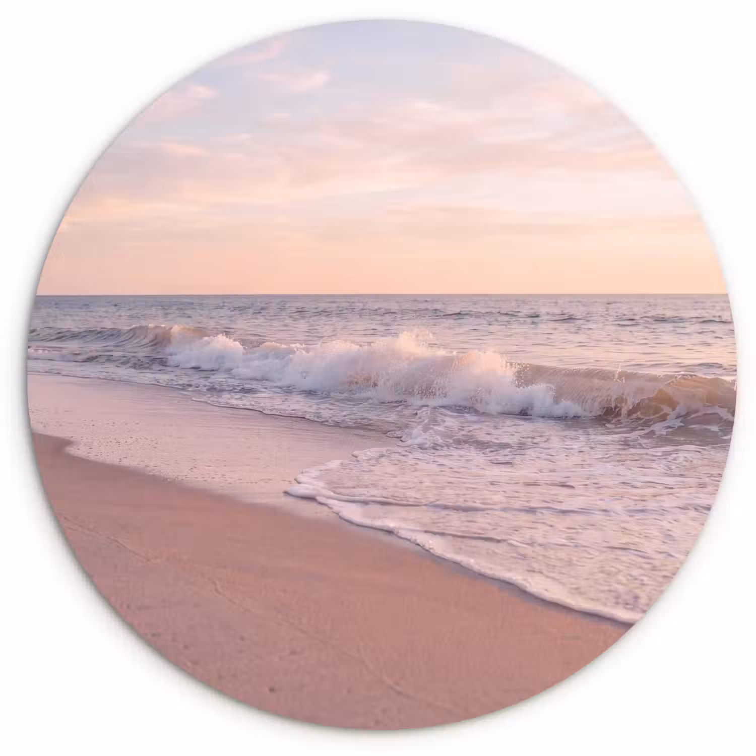 Strand - Zee - Golven - Natuur - Zonsondergang Wandcirkel kunststof plaat 5mm dik klein -3d