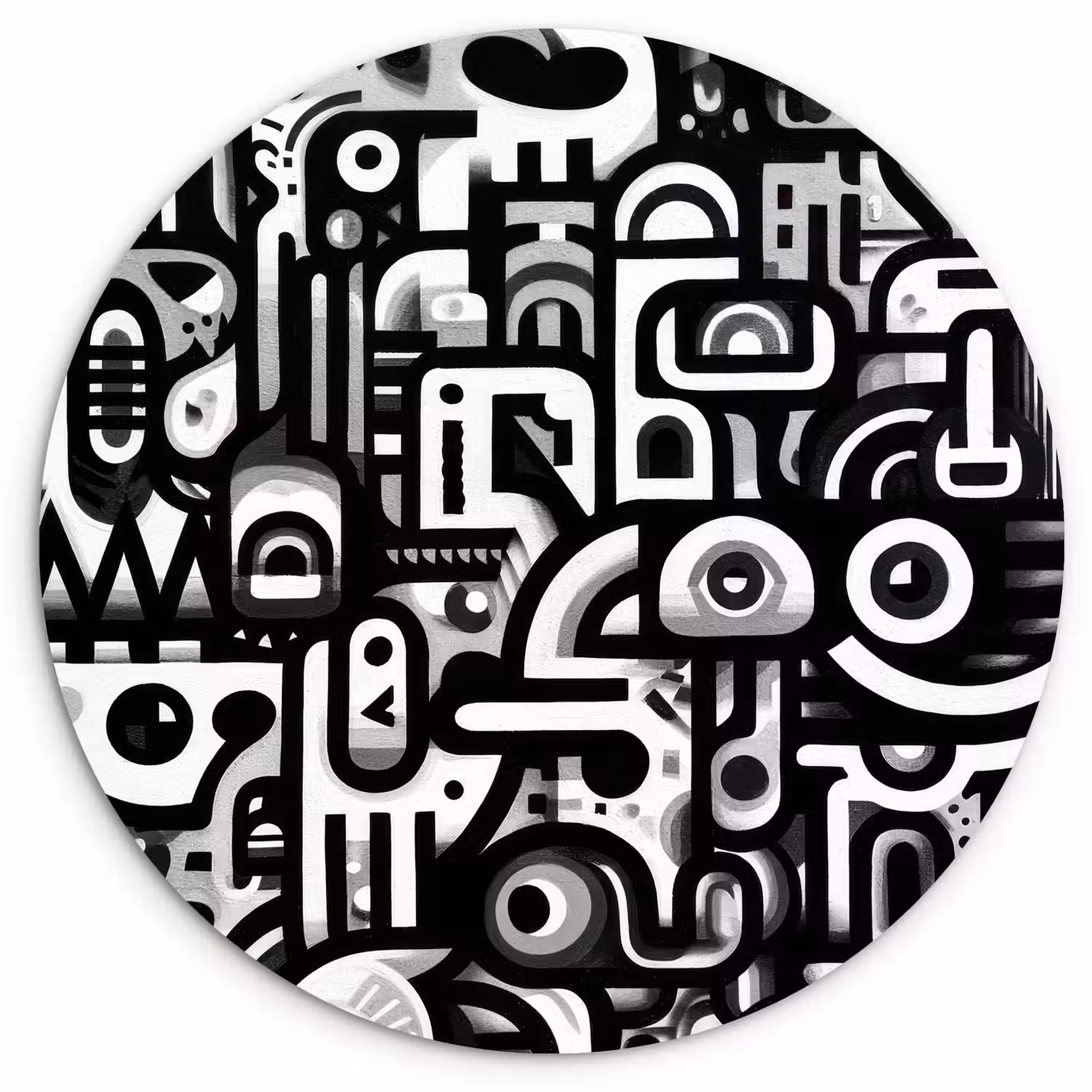 Symbolen - Abstract - Grafisch - Zwart Wandcirkel kunststof plaat 5mm dik klein -3d