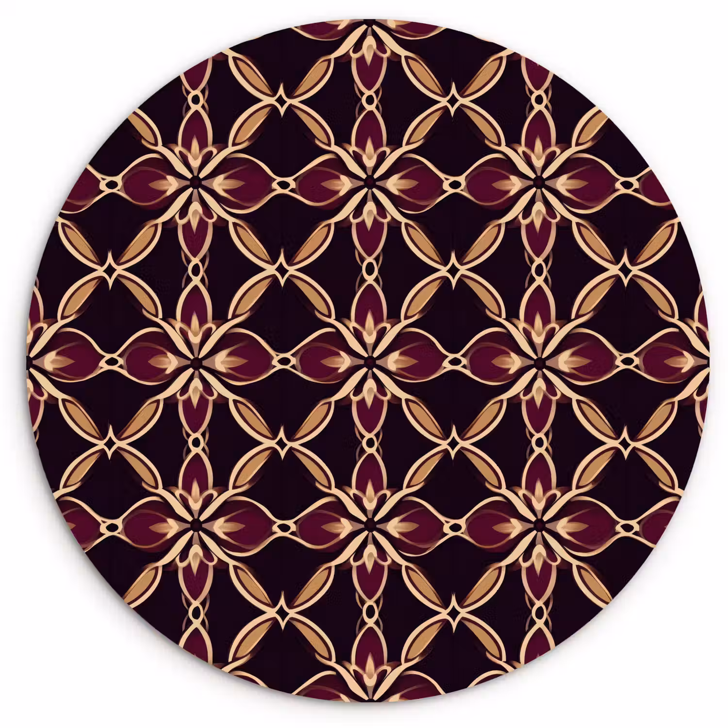 Symmetrisch - Tegel - Burgundy Wandcirkel kunststof plaat 5mm dik klein 188 -3d