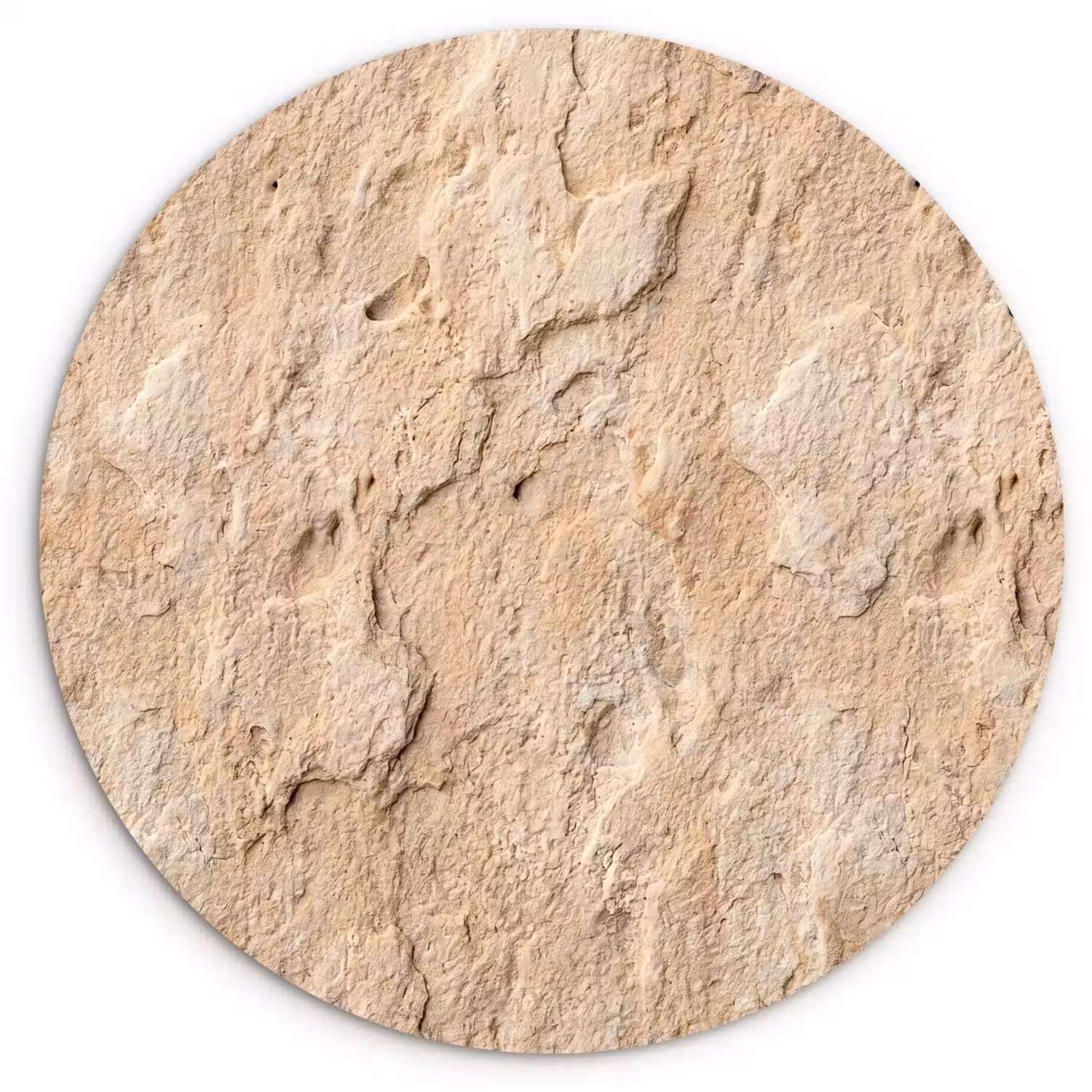 Textuur - Steen - Natuur - Beige Wandcirkel kunststof plaat 5mm dik klein -3d