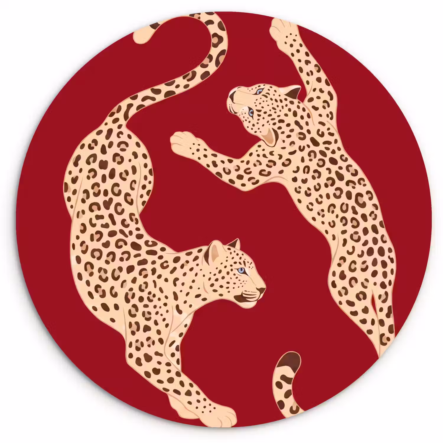 Dieren - Luipaard - Abstract - Rood - Modern Wandcirkel kunststof plaat 5mm dik klein -3d