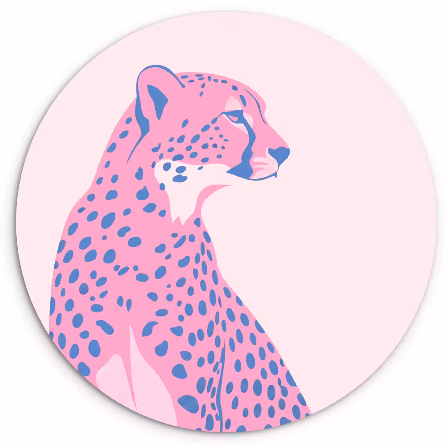 Dieren - Profiel - Abstract - Roze - Blauw Wandcirkel kunststof plaat 5mm dik klein -3d