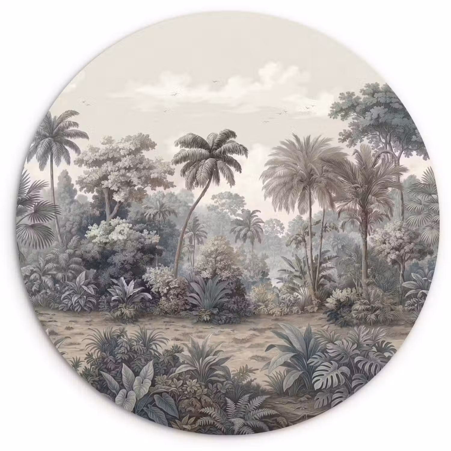 Tropisch - Landschap - Illustratie Wandcirkel kunststof plaat 5mm dik klein -3d