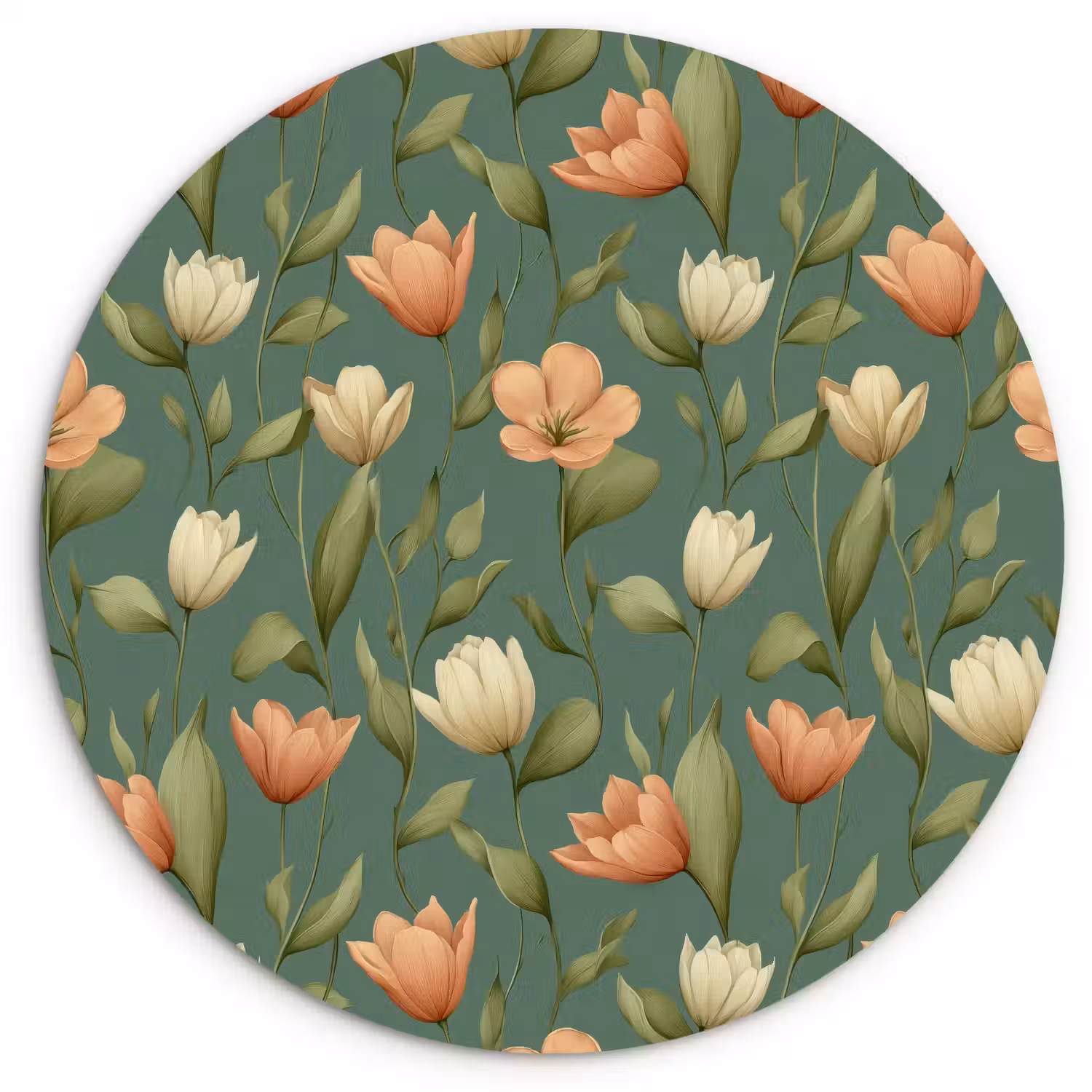 Tulpen - Botanisch - Groen Wandcirkel kunststof plaat 5mm dik klein 188 -3d