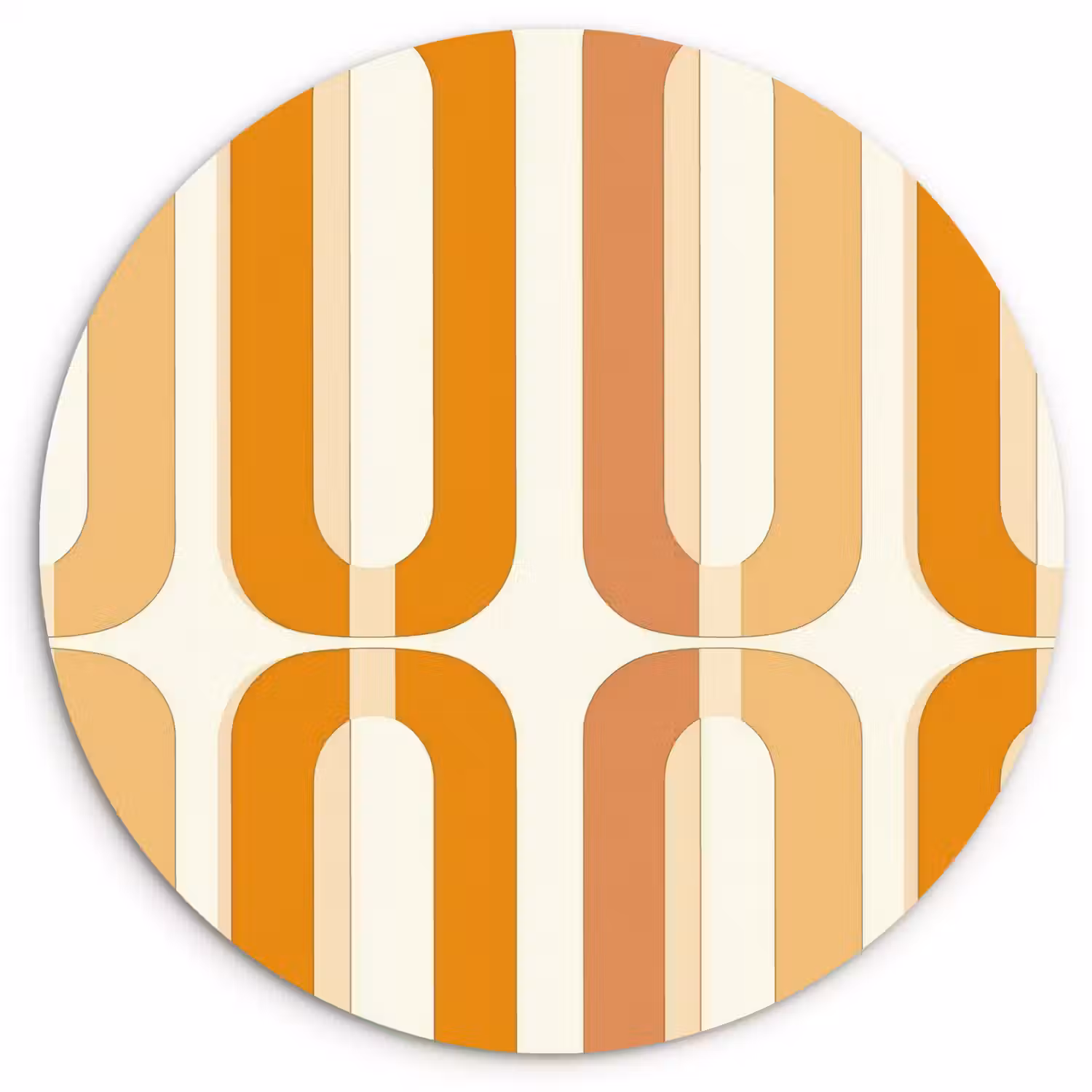 U-vorm - Retro - Oranje Wandcirkel kunststof plaat 5mm dik klein 188 -3d