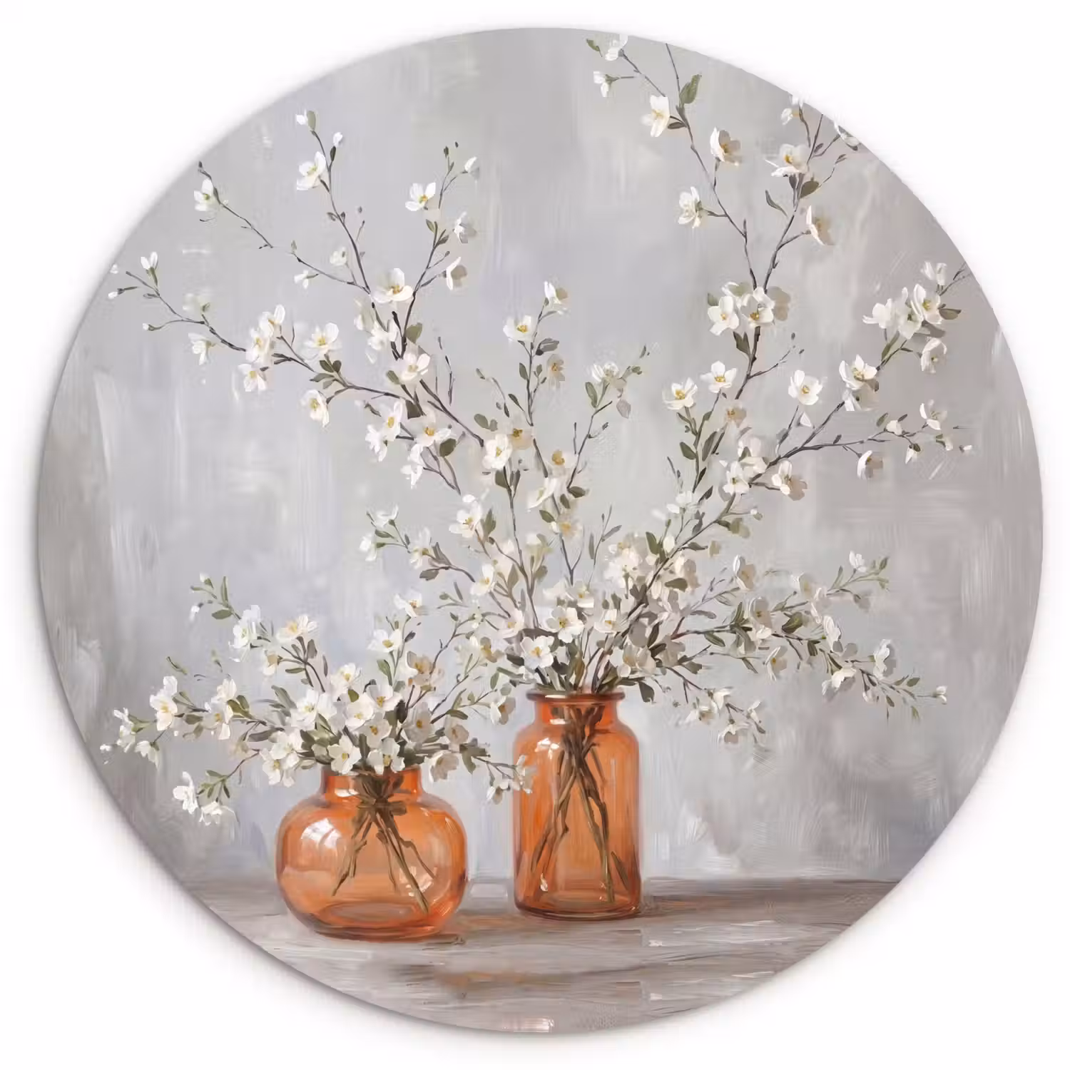 Vazen - Bloemen - Oranje Wandcirkel kunststof plaat 5mm dik klein -3d