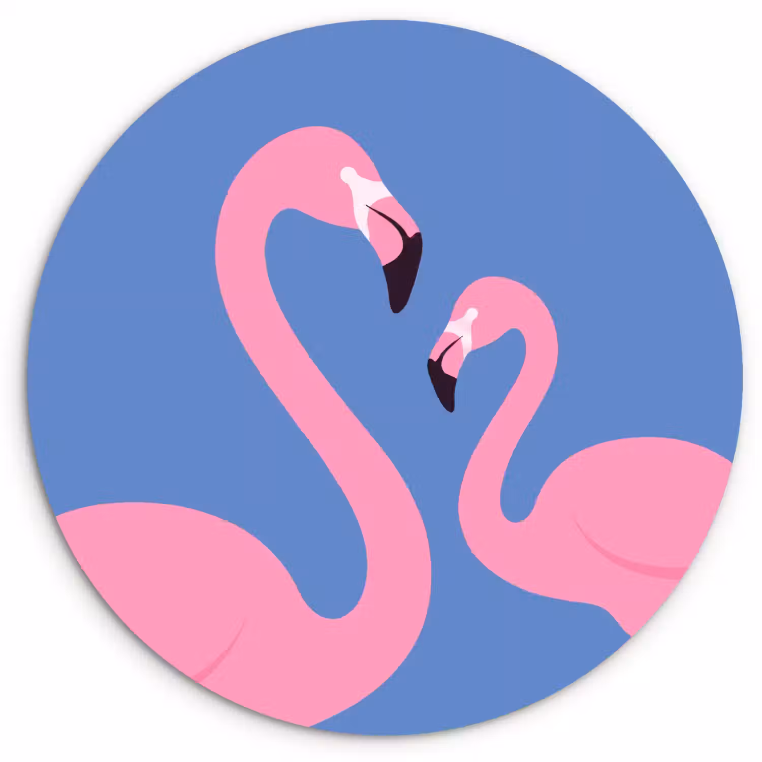 Vogel - Paar - Dieren - Modern - Roze Wandcirkel kunststof plaat 5mm dik klein -3d