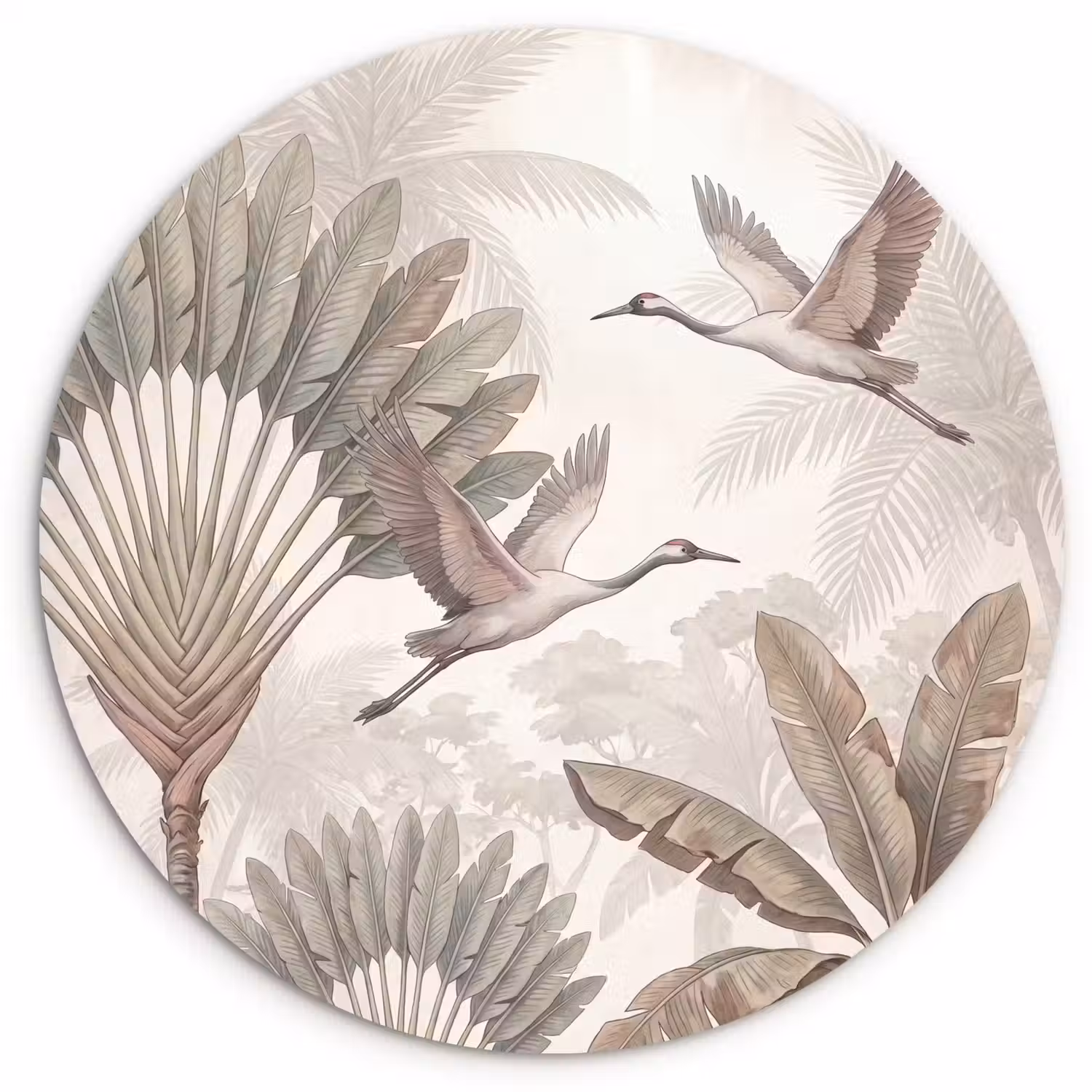 Vogel - Tropisch - Jungle - Natuur - Beige Wandcirkel kunststof plaat 5mm dik klein -3d