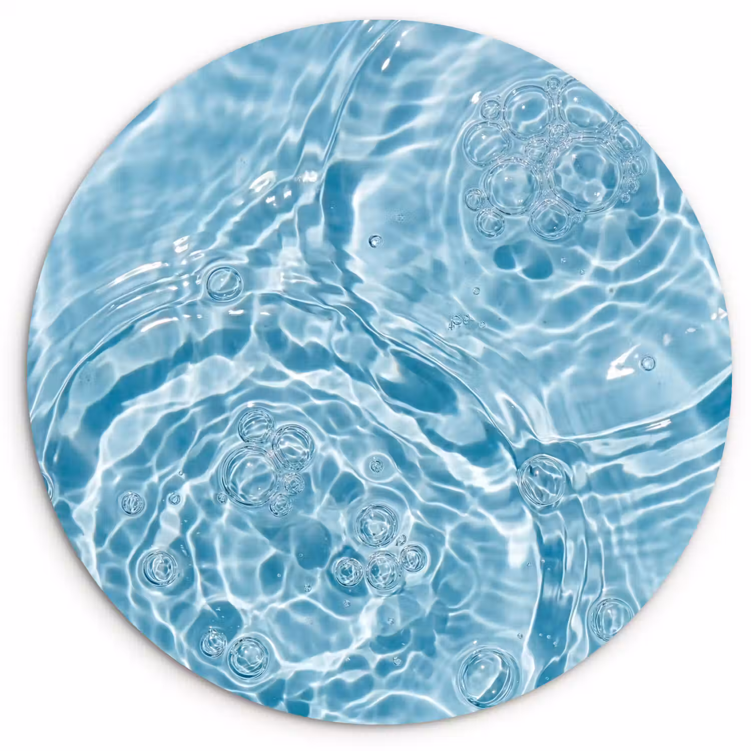 Water - Blauw - bubbels Wandcirkel kunststof plaat 5mm dik klein -3d