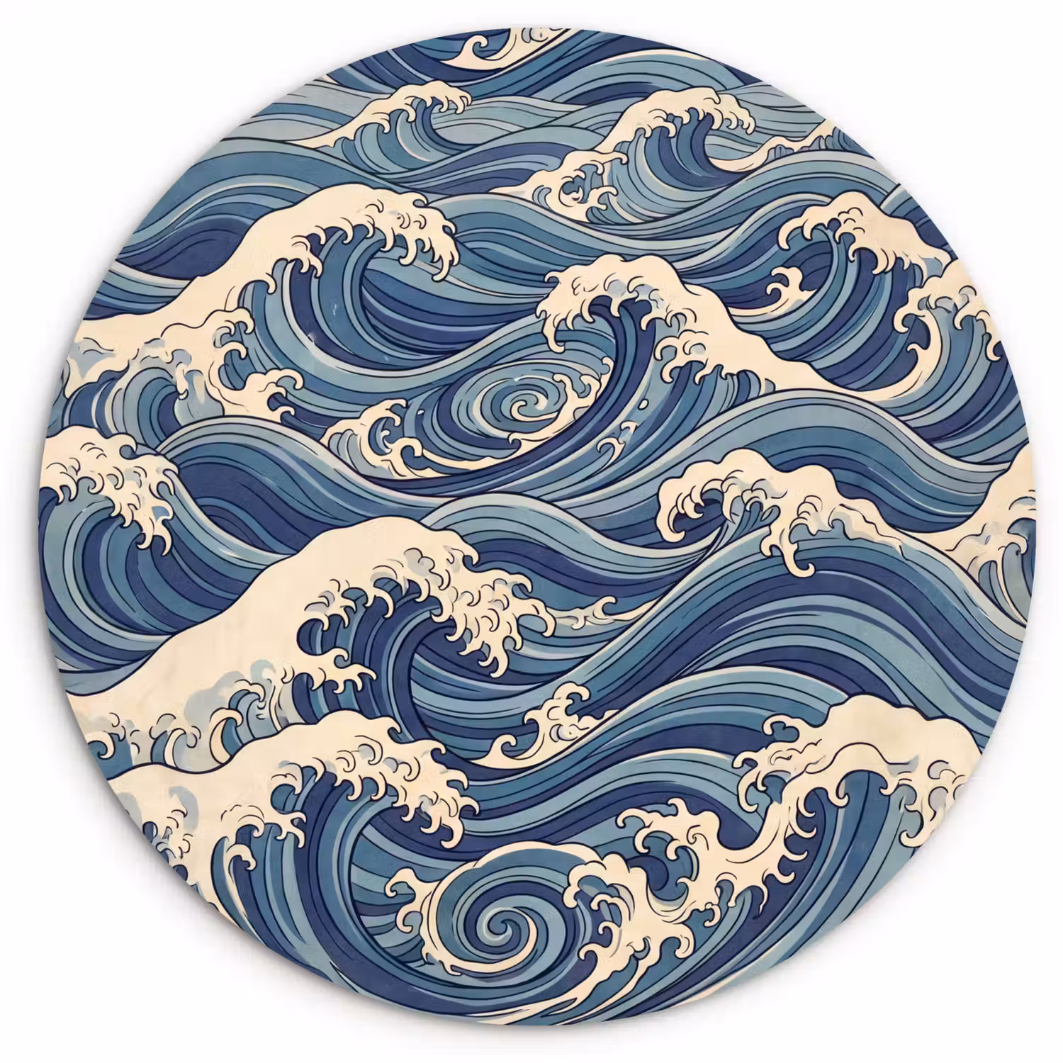 Golven - Zee - Natuur - Abstract - Blauw Wandcirkel kunststof plaat 5mm dik klein -3d
