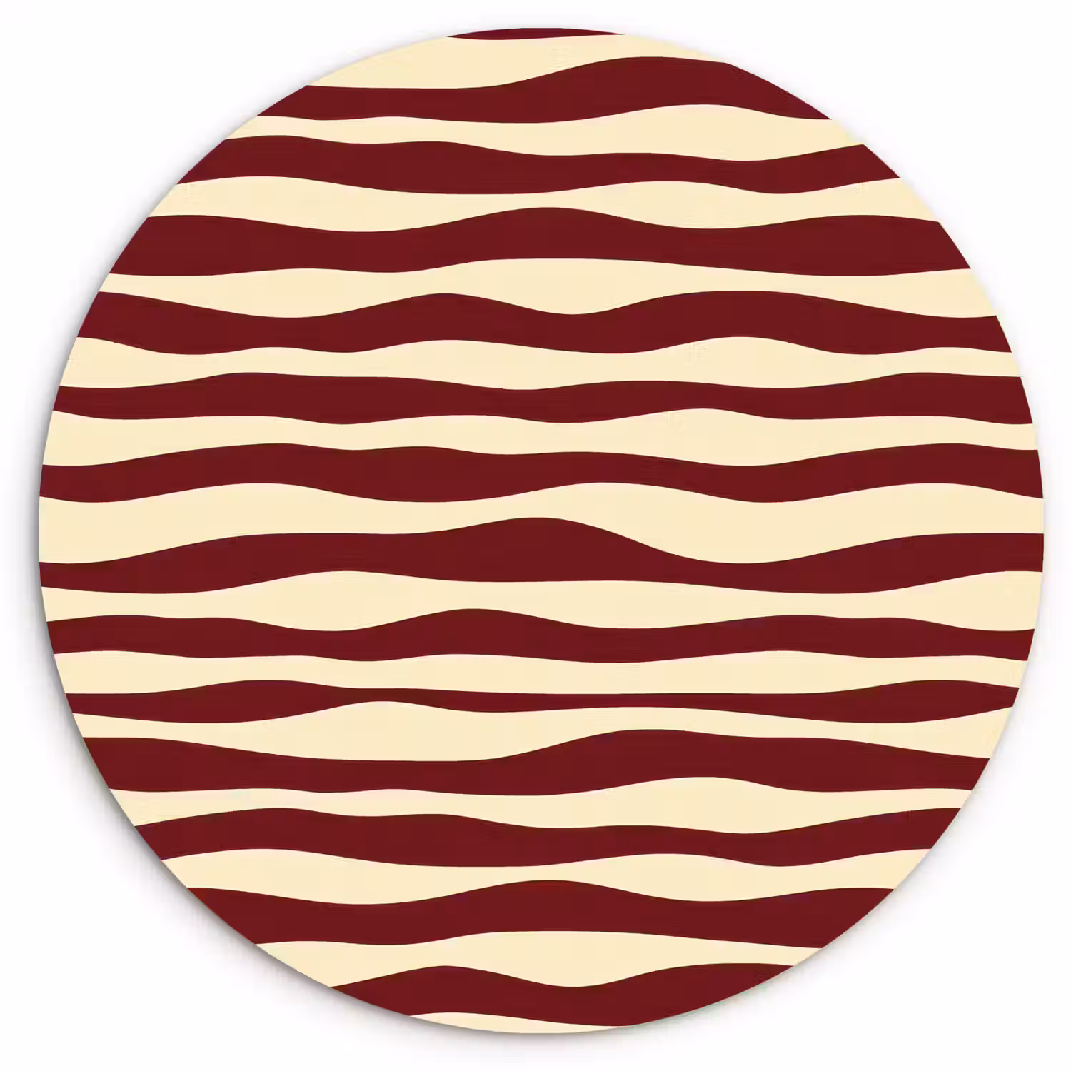 Golven - Rood - Patroon - Crème Wandcirkel kunststof plaat 5mm dik klein 188 -3d
