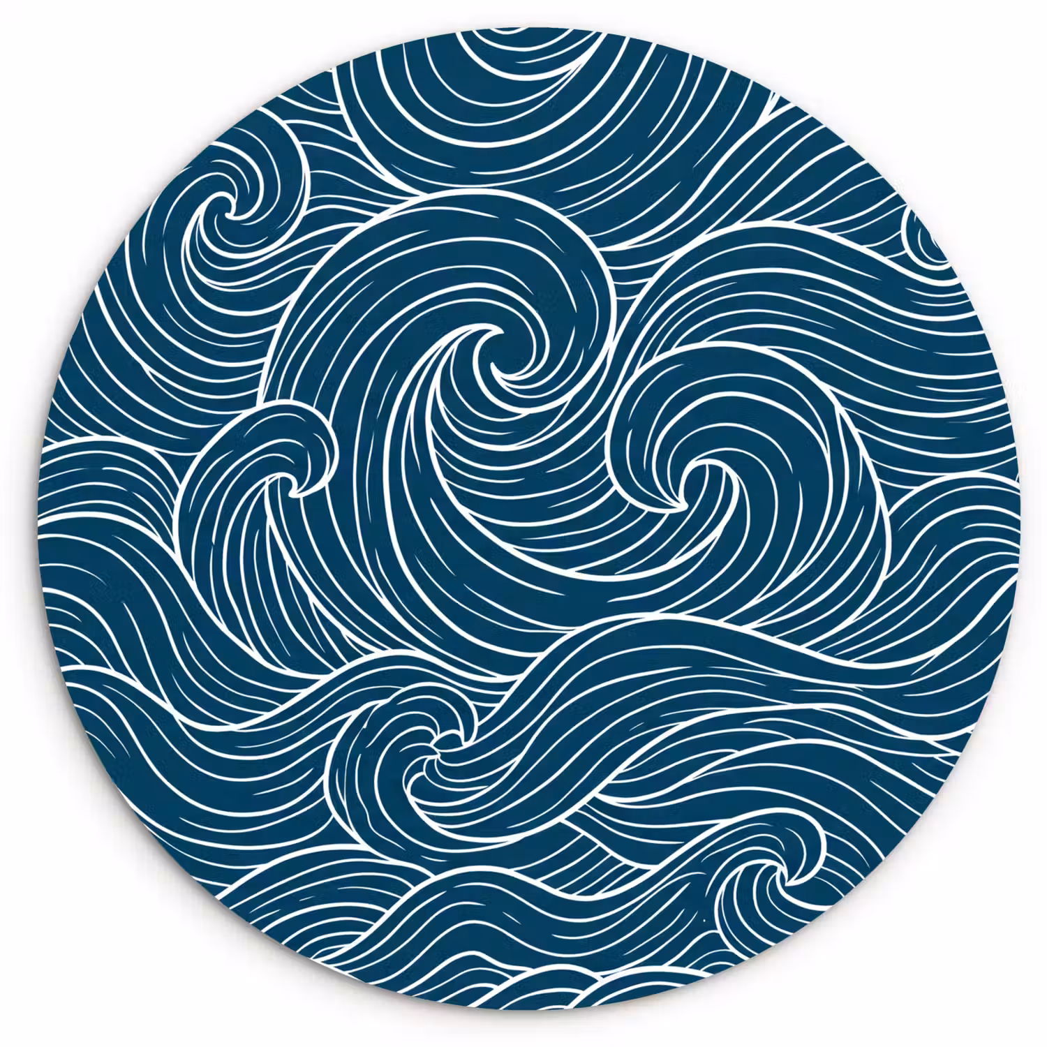 Golven - Spiraal - Water - Abstract - Blauw Wandcirkel kunststof plaat 5mm dik klein -3d