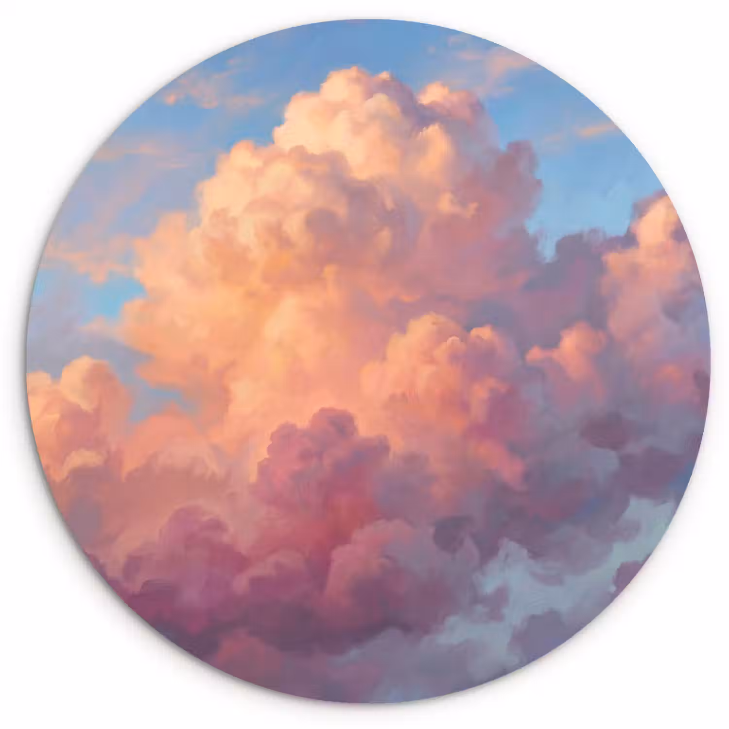 Wolken - Lucht - Natuur - Abstract - Kleurrijk Wandcirkel kunststof plaat 5mm dik klein -3d