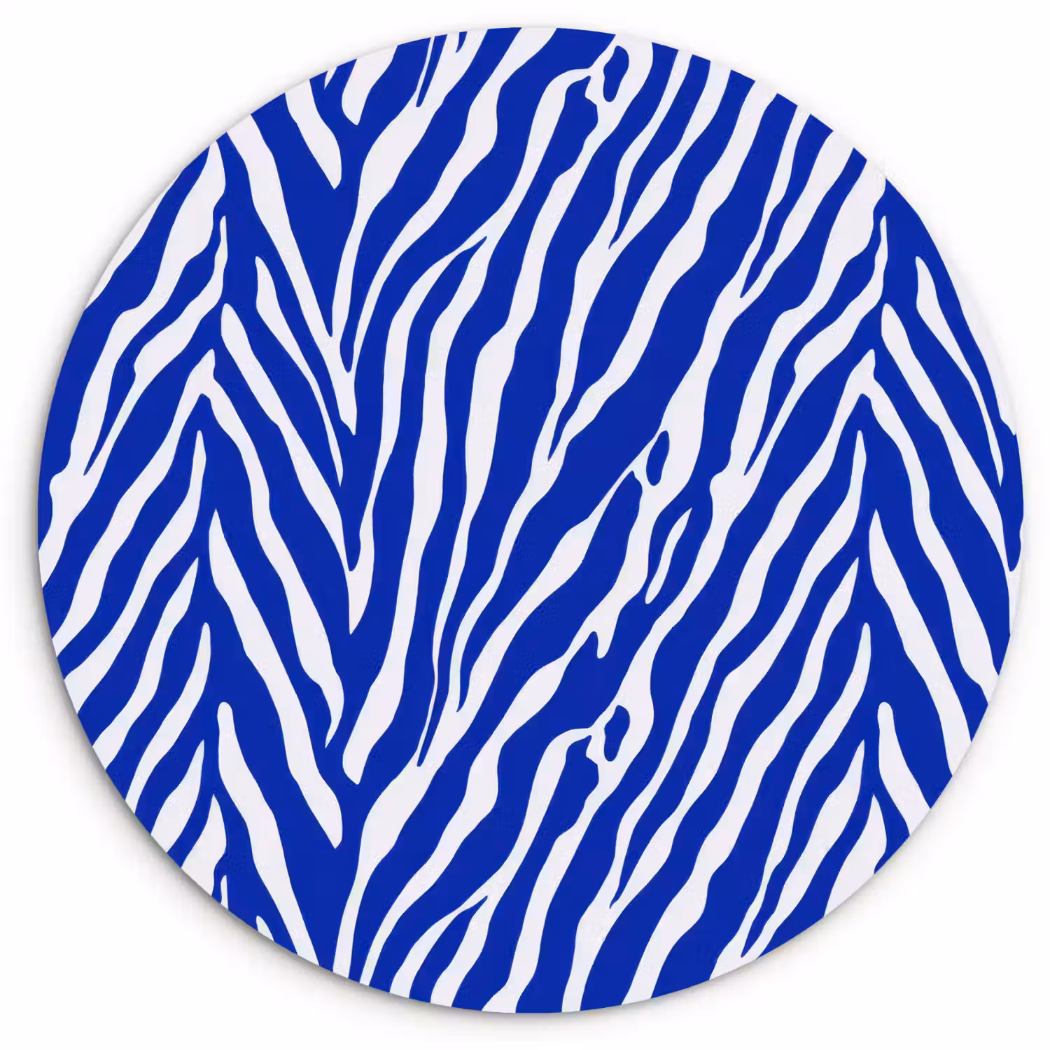 Zebra - Patroon - Kobalt - Blauw Wandcirkel kunststof plaat 5mm dik klein 188 -3d