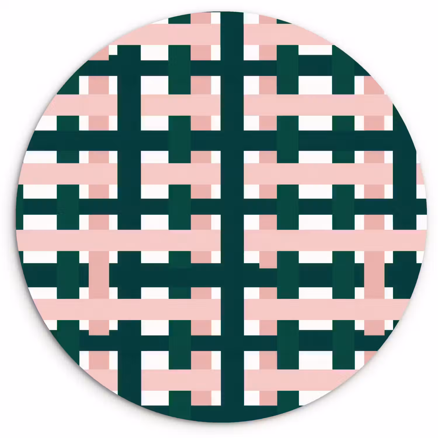 Vlechtpatroon - Groen - Roze - Grafisch Wandcirkel kunststof plaat 5mm dik klein 188 -3d