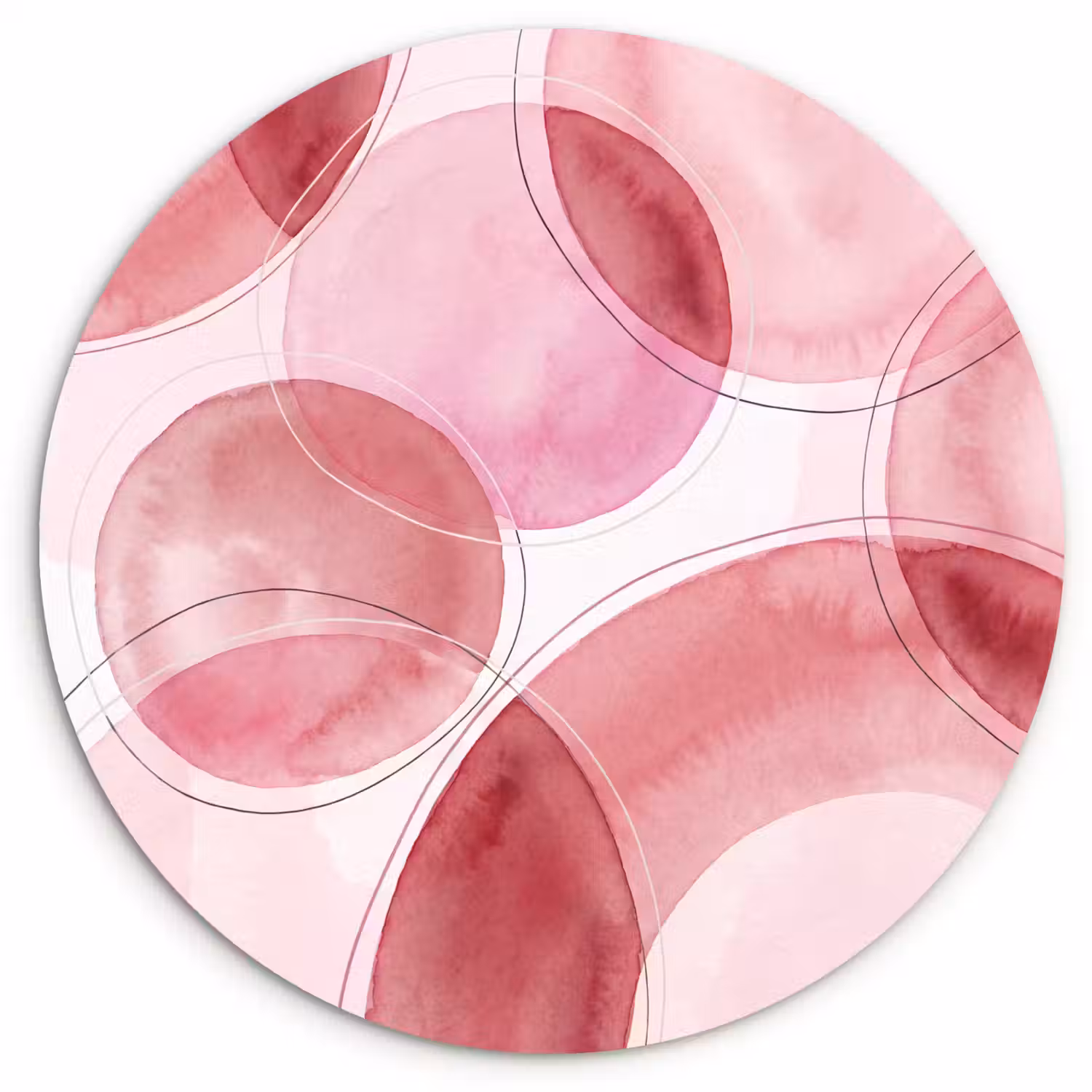 Abstract - Cirkels - Modern - Roze - Kunst Wandcirkel kunststof plaat 5mm dik klein -3d