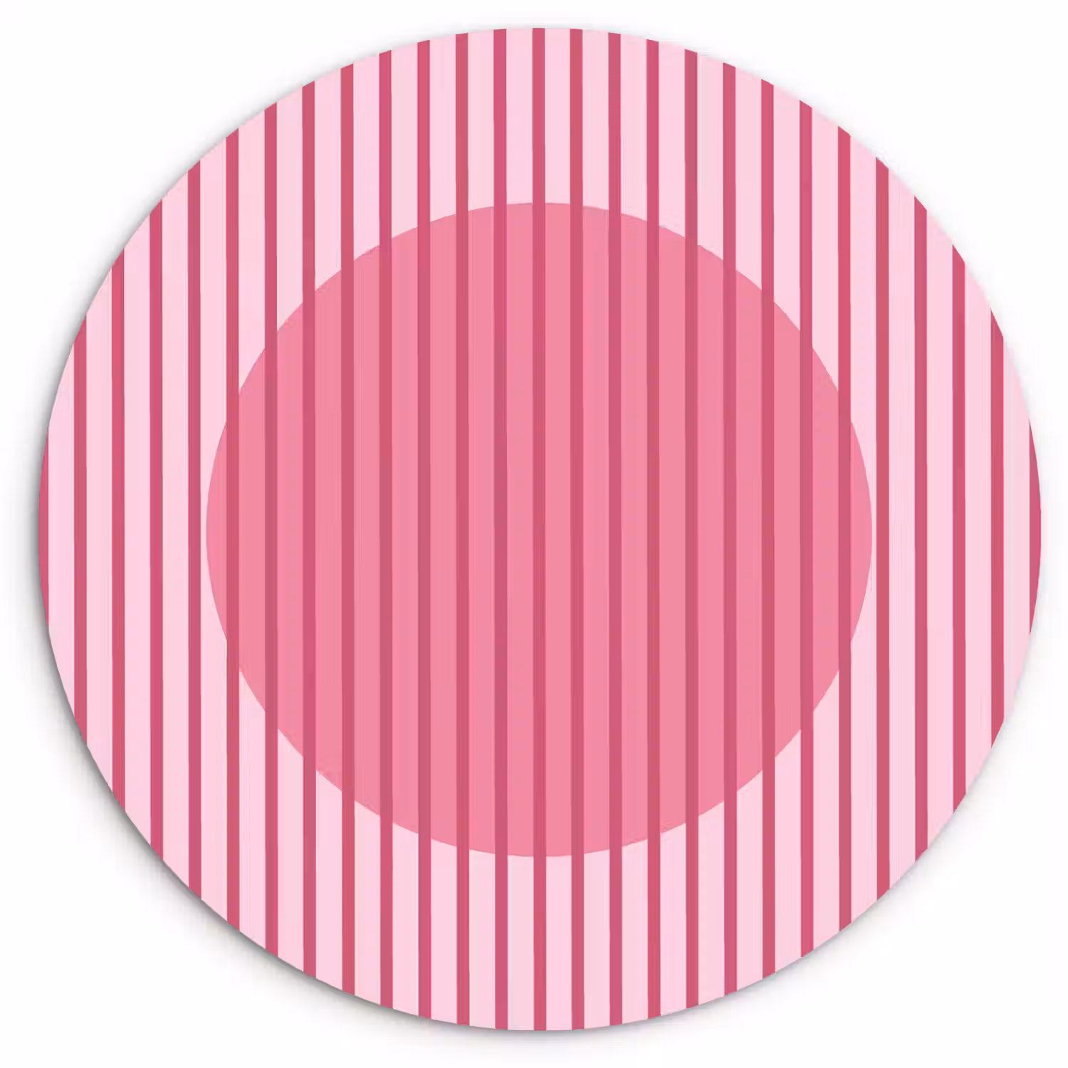 Abstract - Strepen - Ovaal - Roze - Modern Wandcirkel kunststof plaat 5mm dik klein -3d