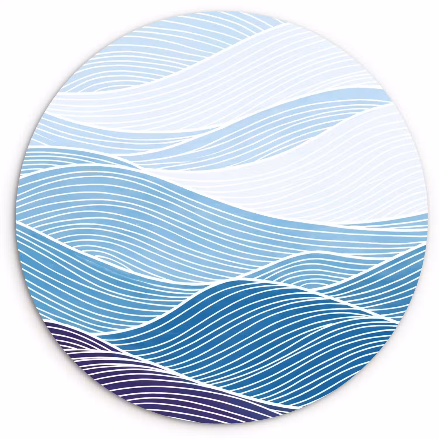 Abstract - Golven - Patroon - Blauw - Modern Wandcirkel kunststof plaat 5mm dik klein -3d